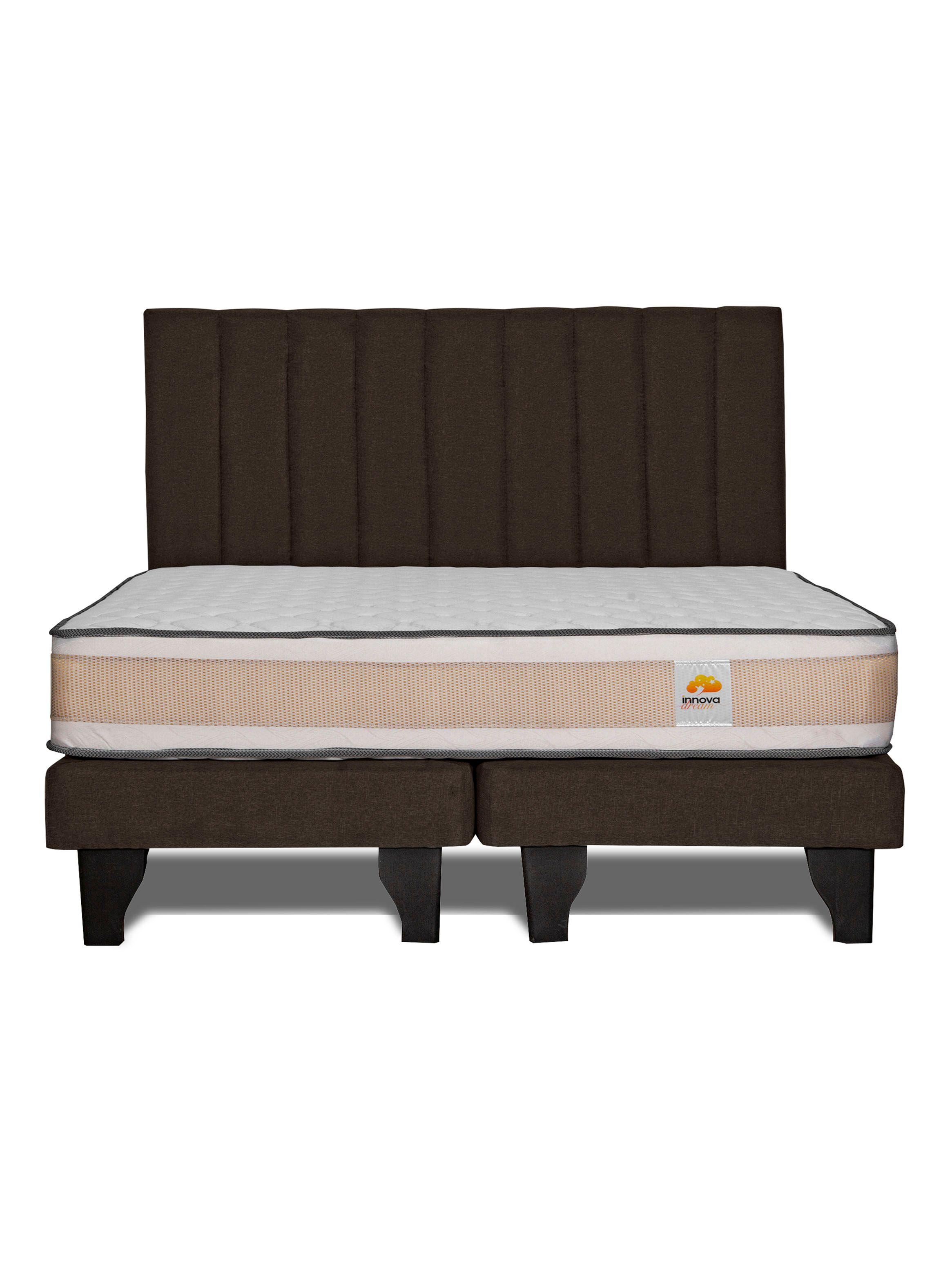 Cama Europea Premium King + Respaldo Chocolate-2