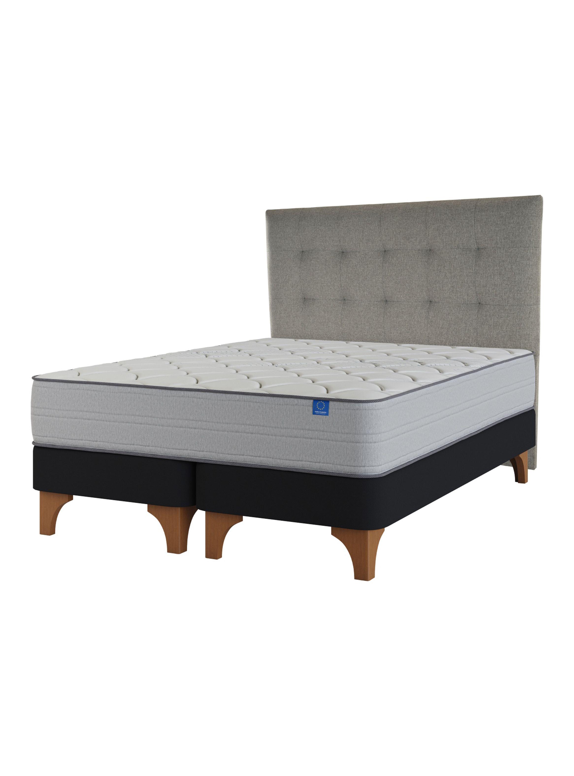 Cama Europea Seaqual King + Respaldo Design Gris-1