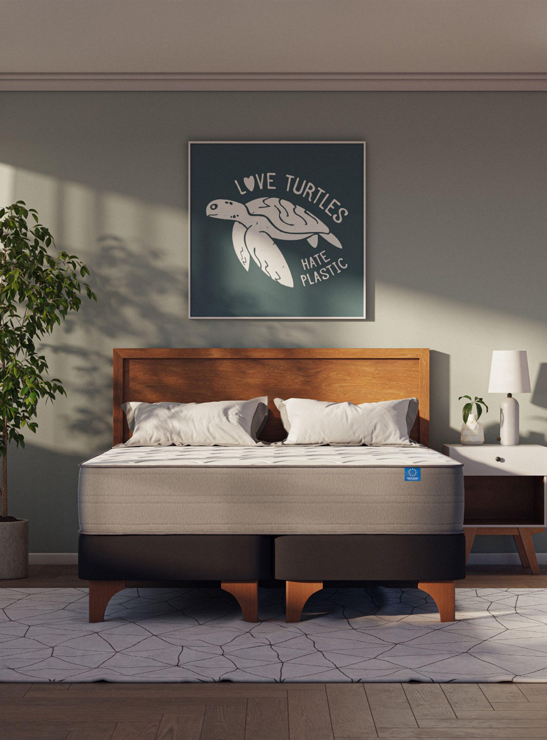 Cama Europea Seaqual King + Respaldo Design Gris-4