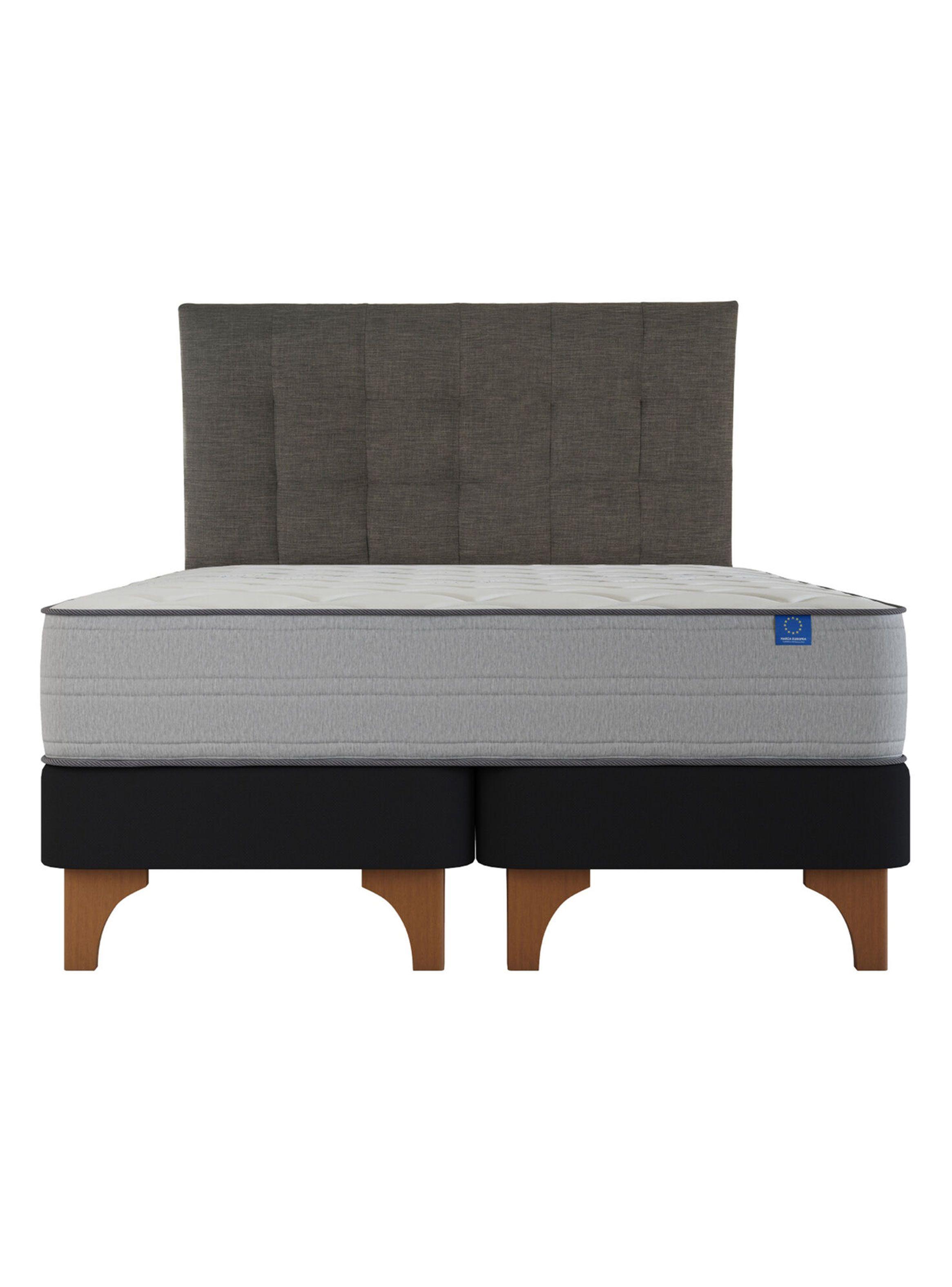 Cama Europea Seaqual 2 Plazas Base Dividida + Respaldo Design Grafito-1