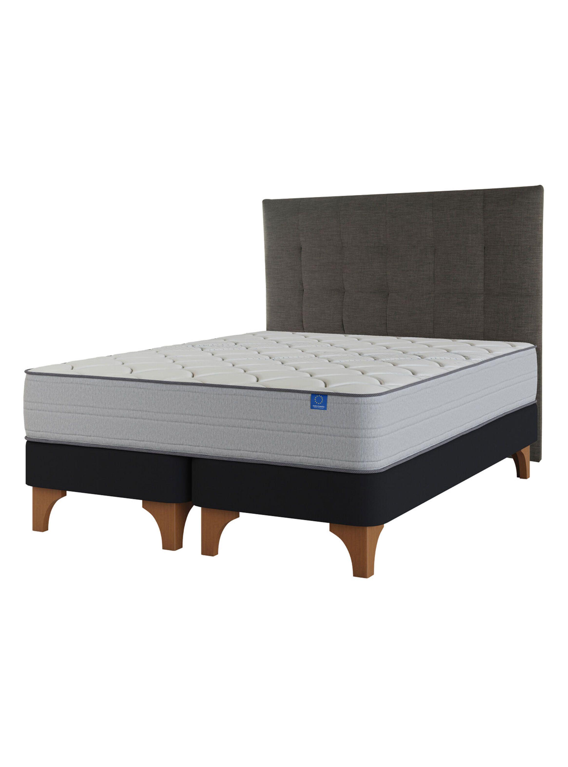 Cama Europea Seaqual 2 Plazas Base Dividida + Respaldo Design Grafito-0