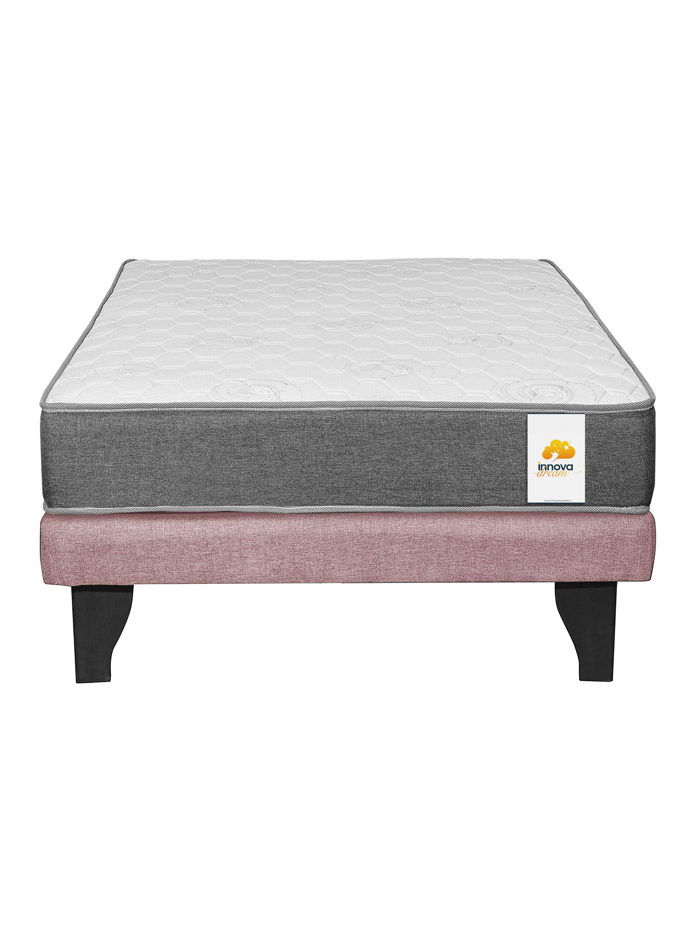 Cama Europea Silver 1.5 Plazas Rosa-1