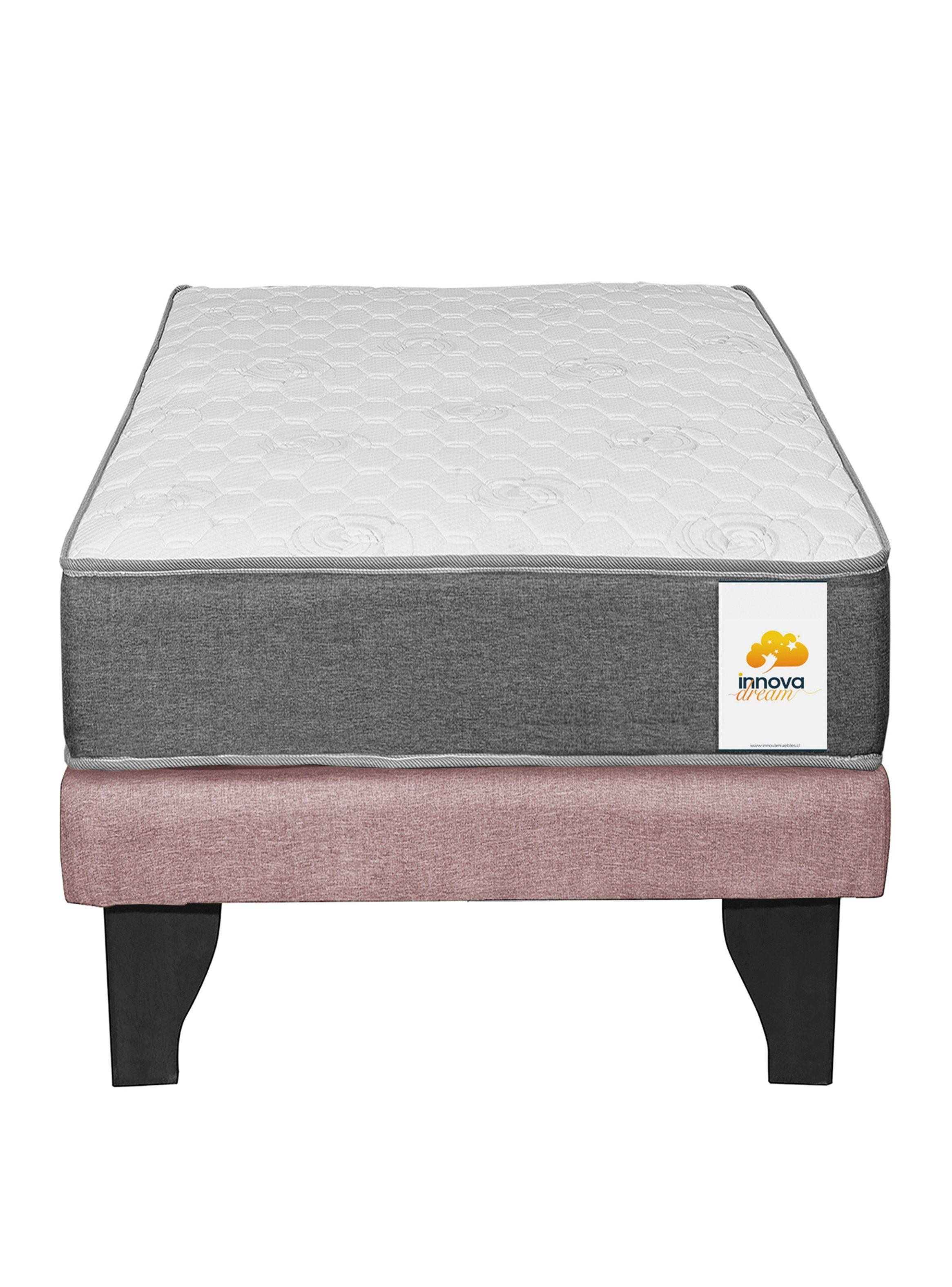 Cama Europea Silver 1 Plaza Rosa-1