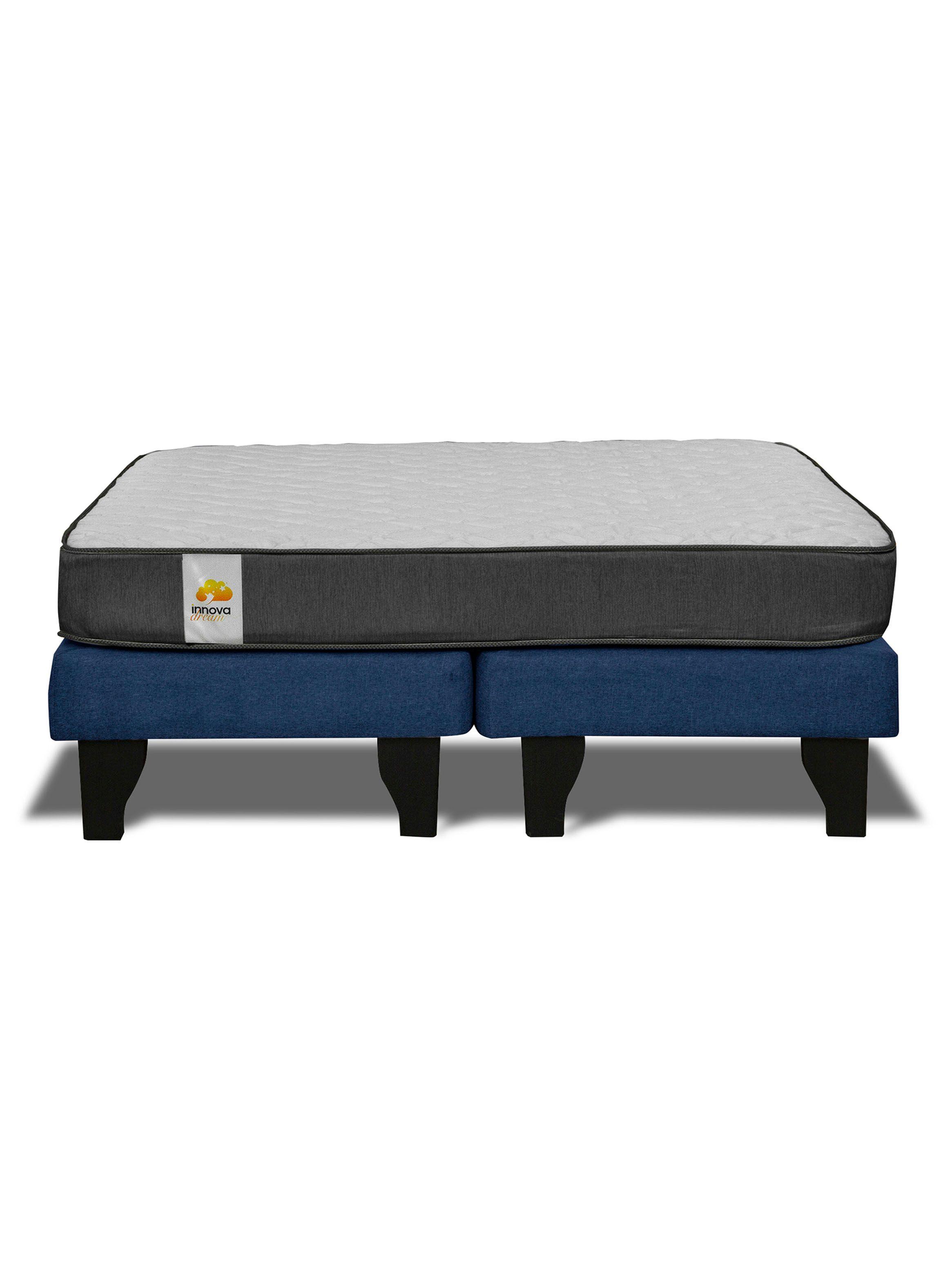 Cama Europea Silver 2 Plazas Base Dividida Azul-2