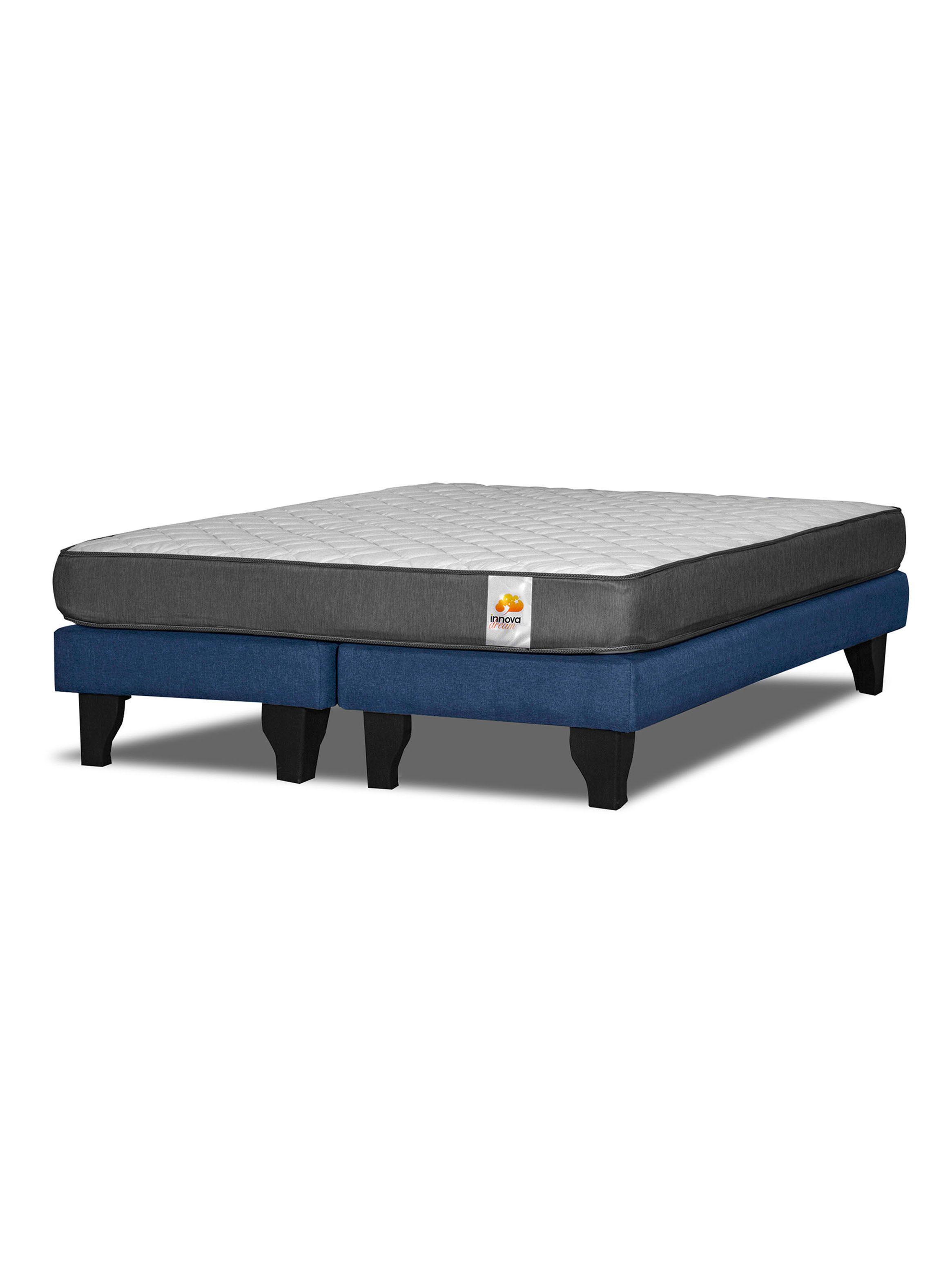 Cama Europea Silver 2 Plazas Base Dividida Azul-0