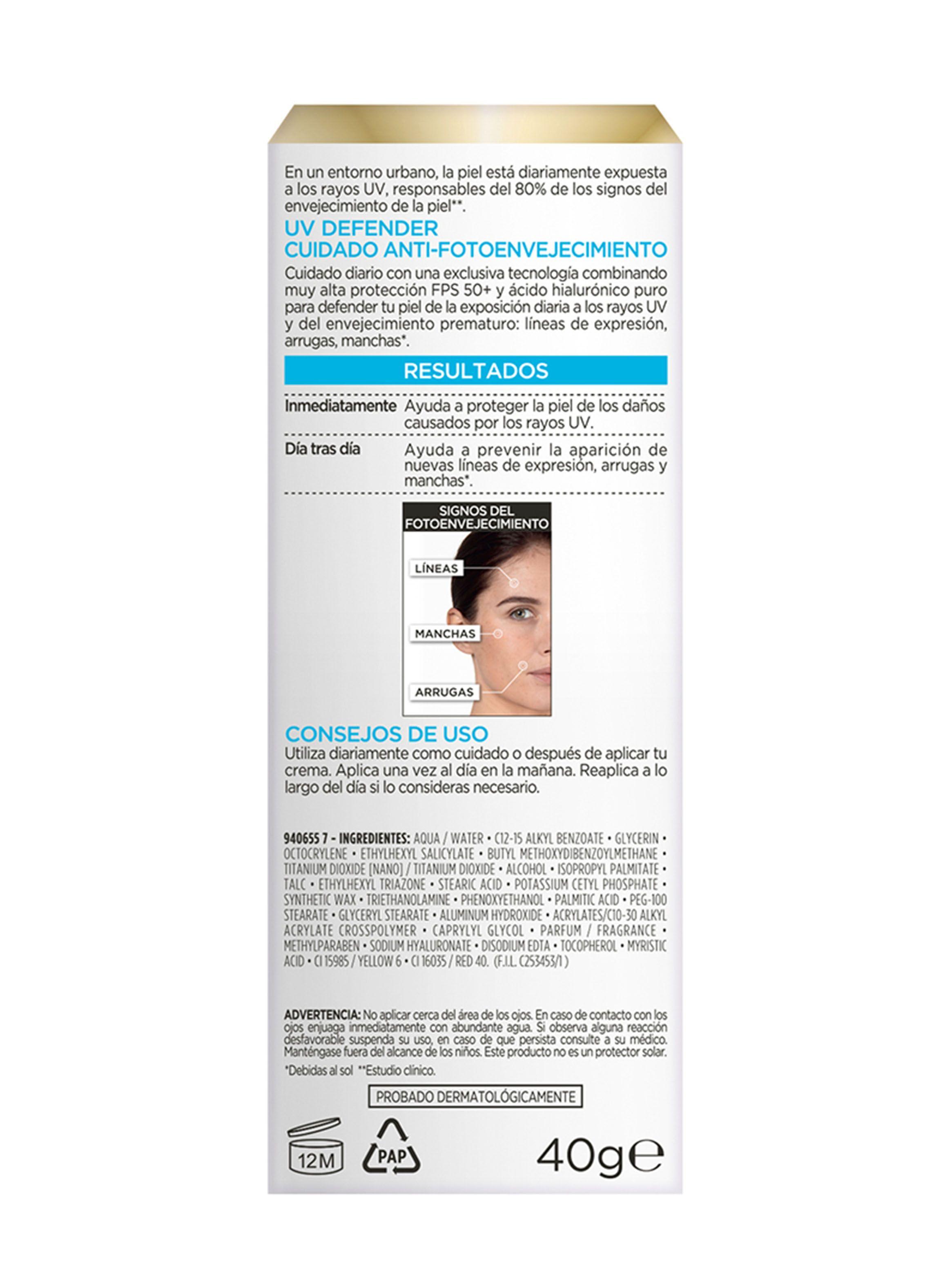 Crema Dermo Expertise L'Oréal Paris Diaria UV Defender FPS 50 Hidratación Intensa-3