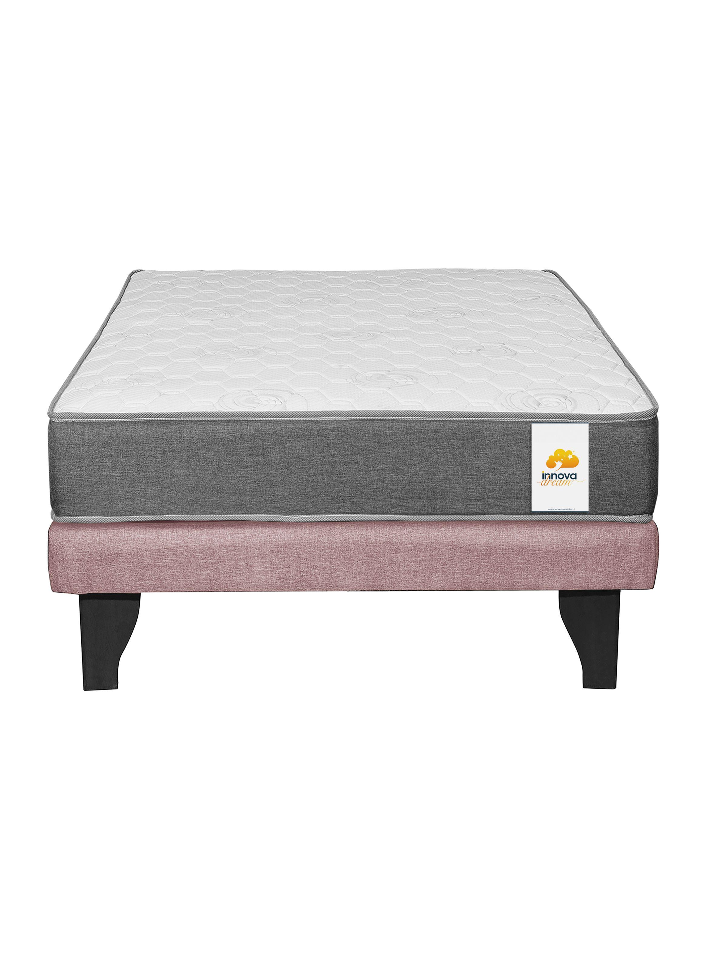 Cama Europea Silver 1.5 Plazas + Respaldo Rosa-3