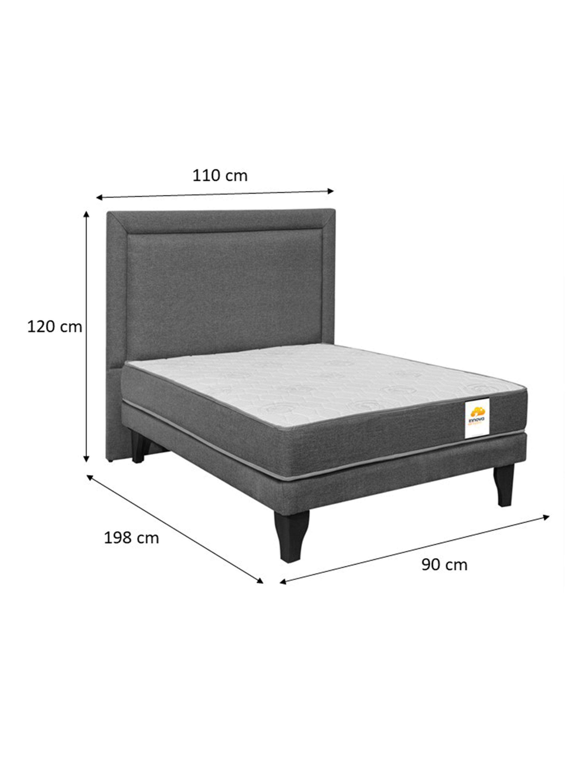 Cama Europea Silver 1 Plaza + Respaldo Beige-1