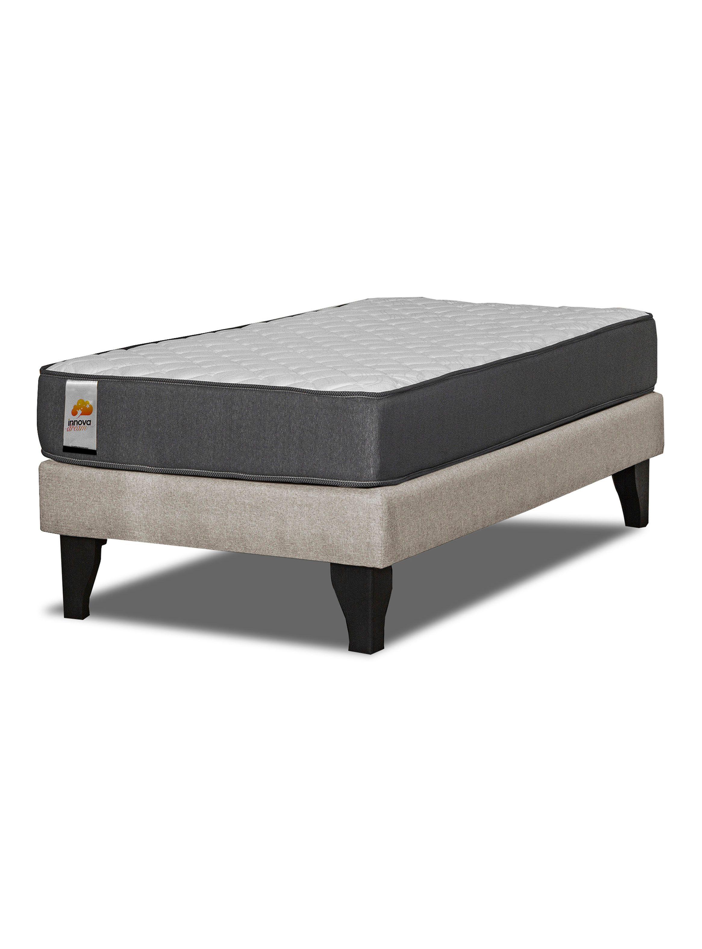 Cama Europea Silver 1 Plaza + Respaldo Beige-0