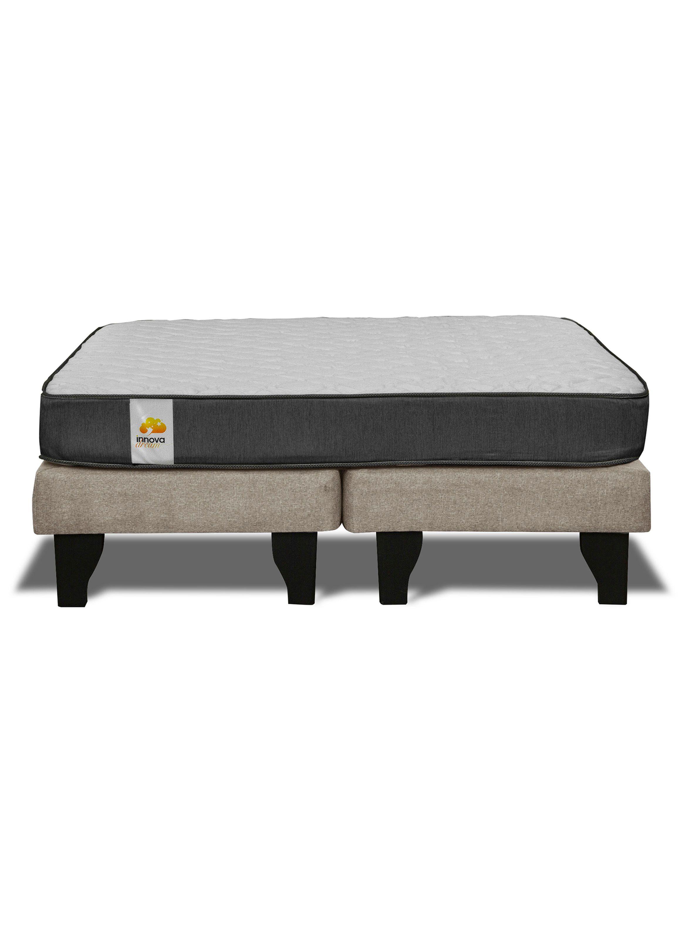 Cama Europea Silver 2 Plazas Base Dividida + Respaldo Beige-2