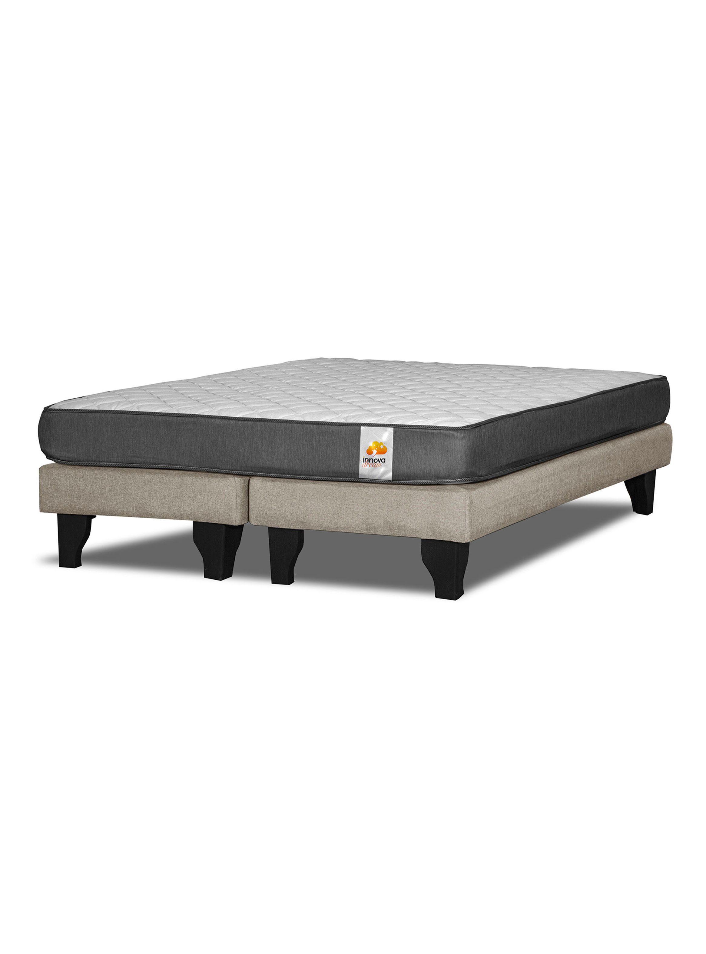 Cama Europea Silver 2 Plazas Base Dividida + Respaldo Beige-0
