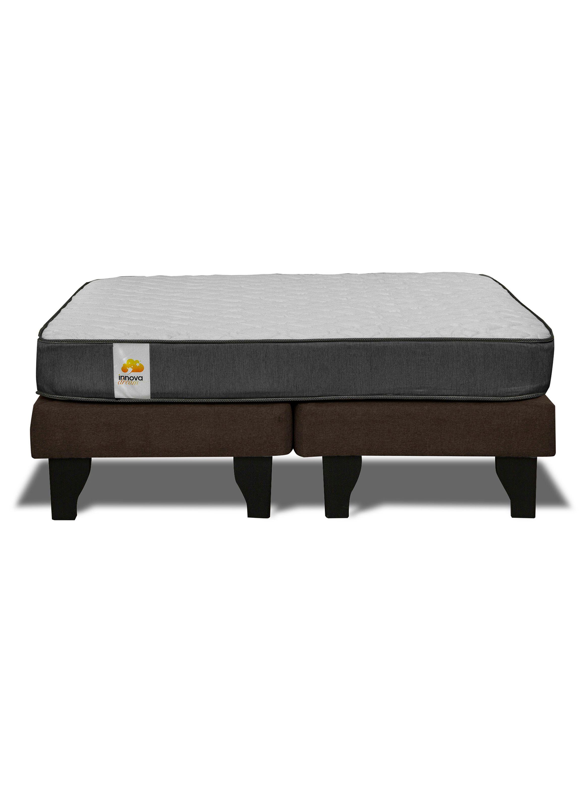 Cama Europea Silver 2 Plazas Base Dividida + Respaldo Chocolate-2