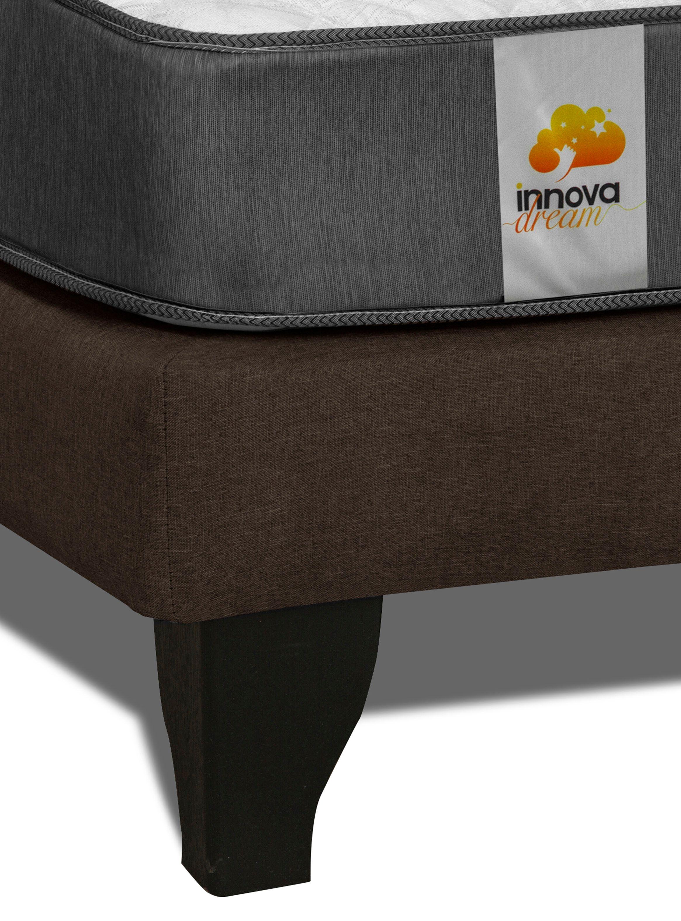 Cama Europea Silver 2 Plazas Base Dividida + Respaldo Chocolate-5