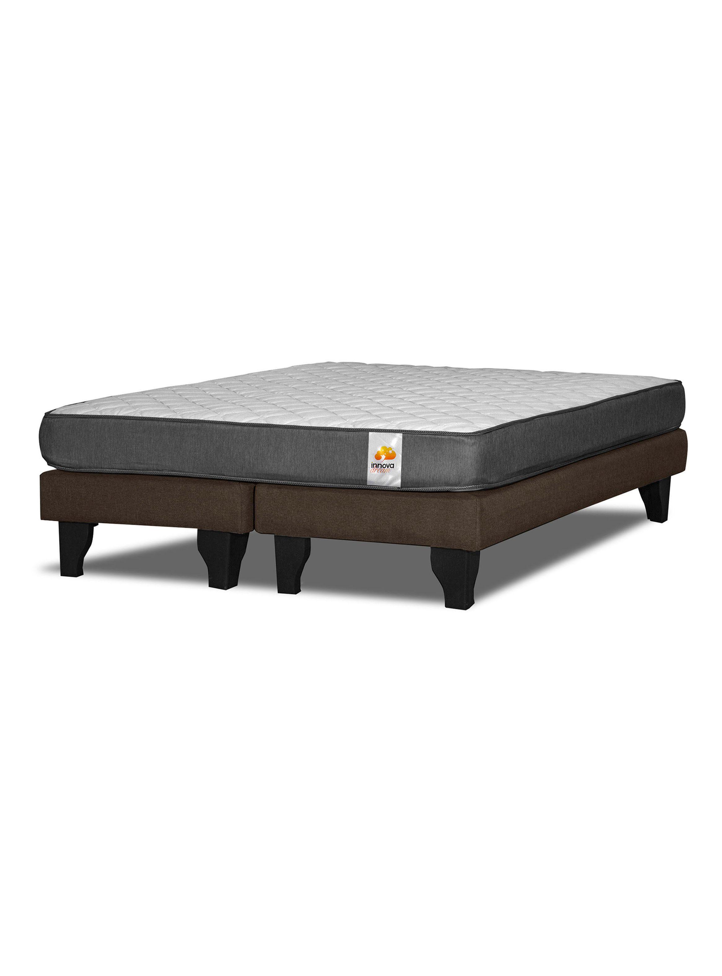 Cama Europea Silver 2 Plazas Base Dividida + Respaldo Chocolate-0