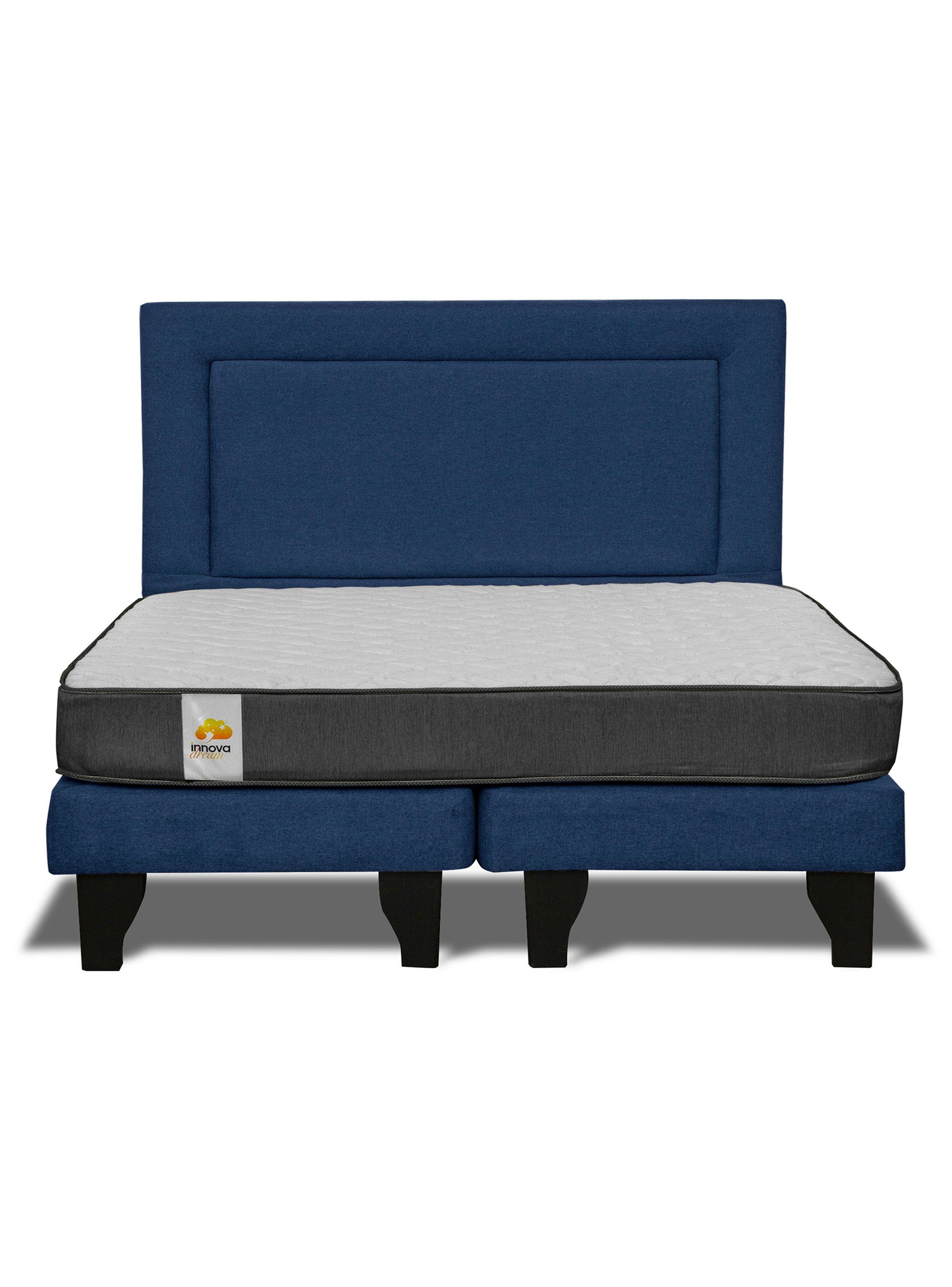 Cama Europea Silver King + Respaldo Azul-2