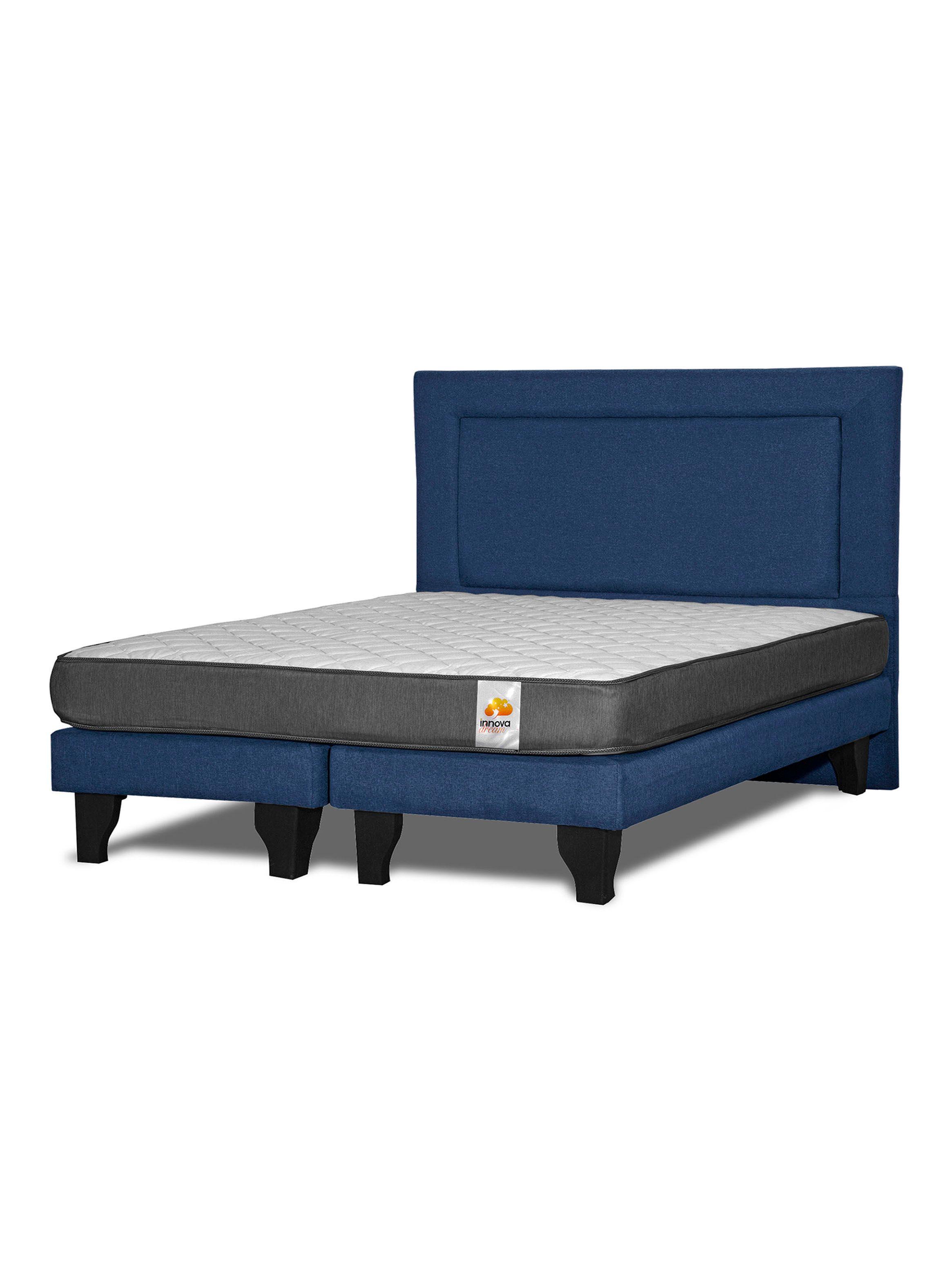 Cama Europea Silver King + Respaldo Azul-0