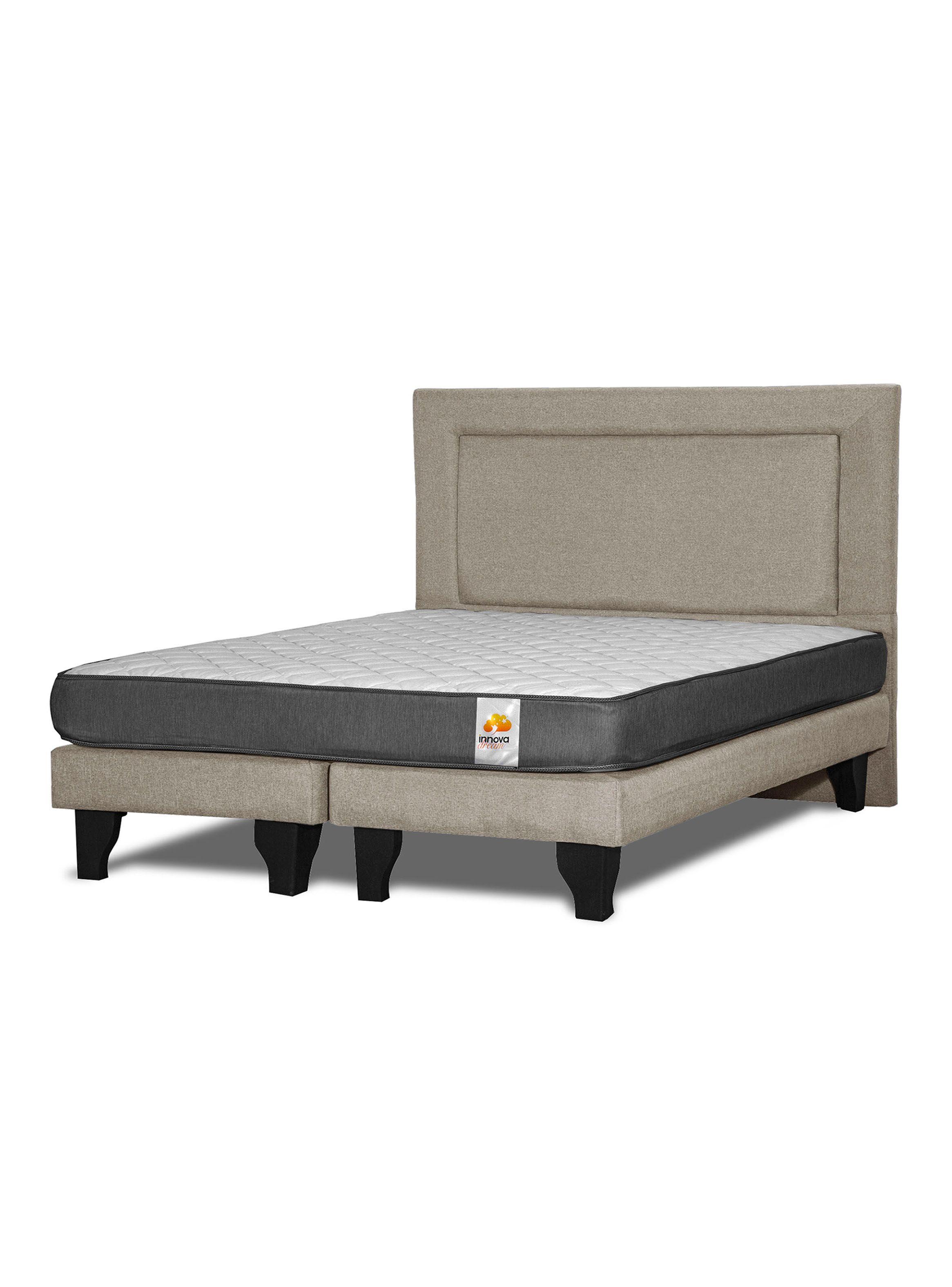 Cama Europea Silver King + Respaldo Beige-0