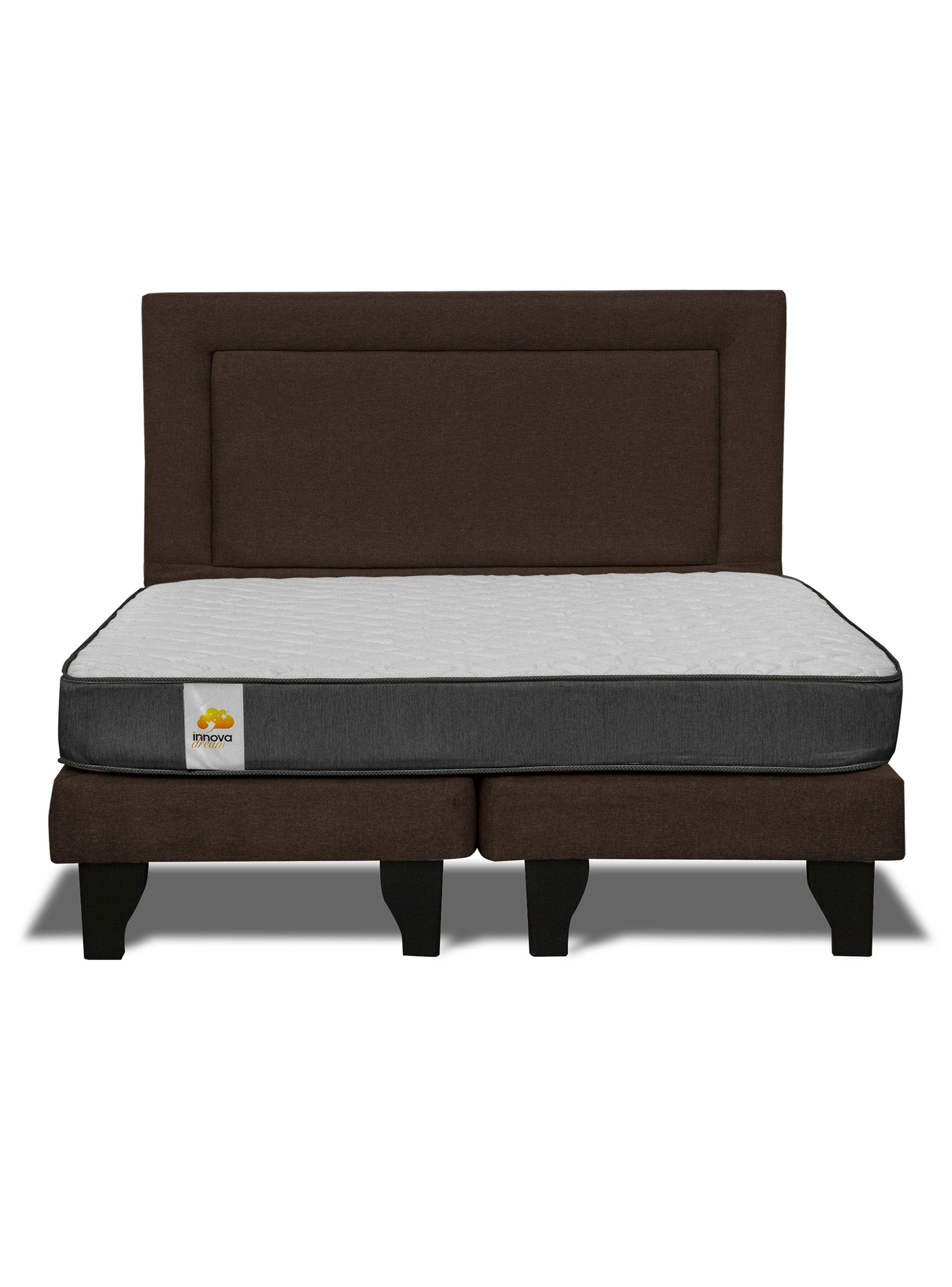 Cama Europea Silver King + Respaldo Chocolate-2