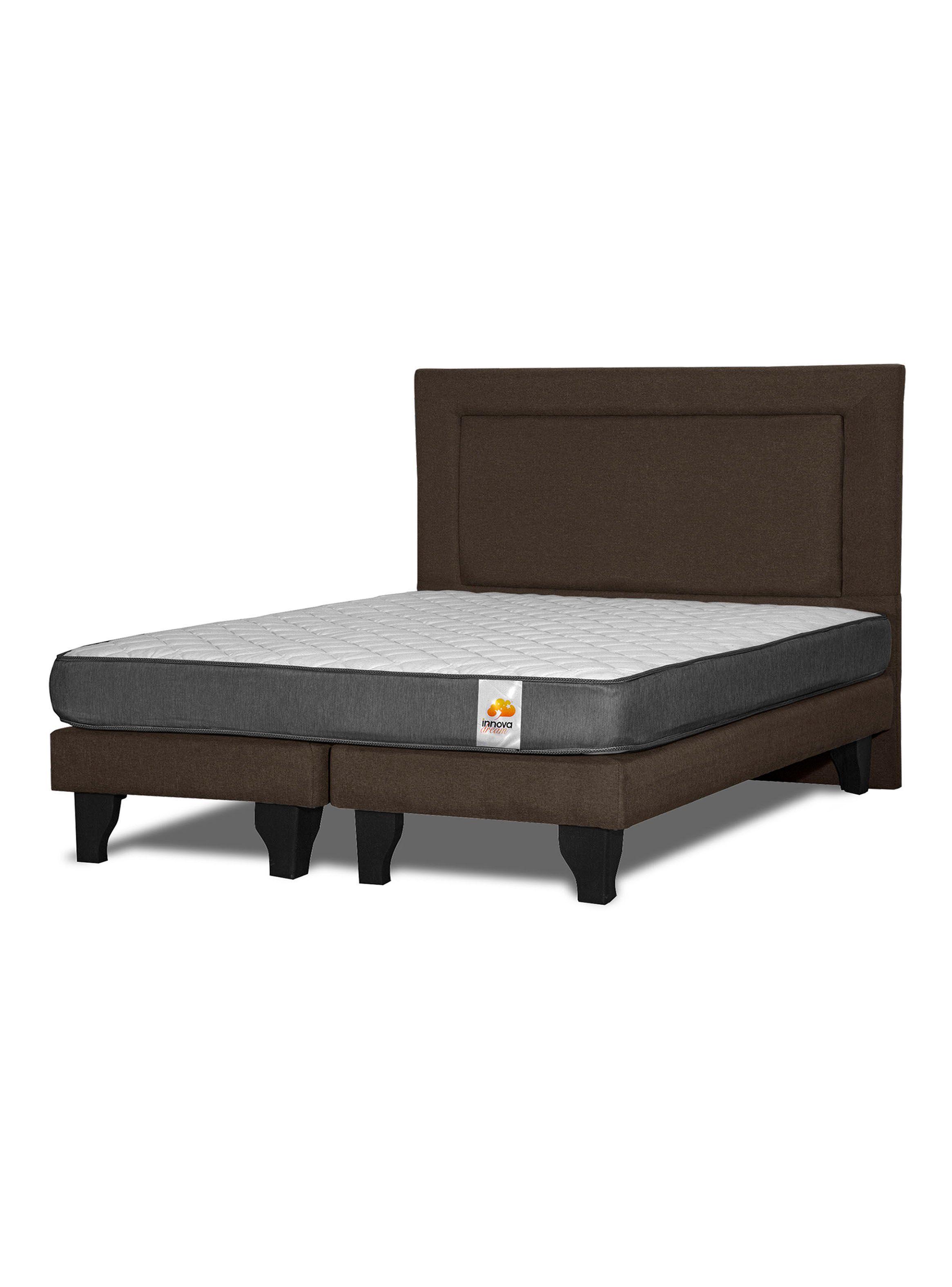 Cama Europea Silver King + Respaldo Chocolate-0