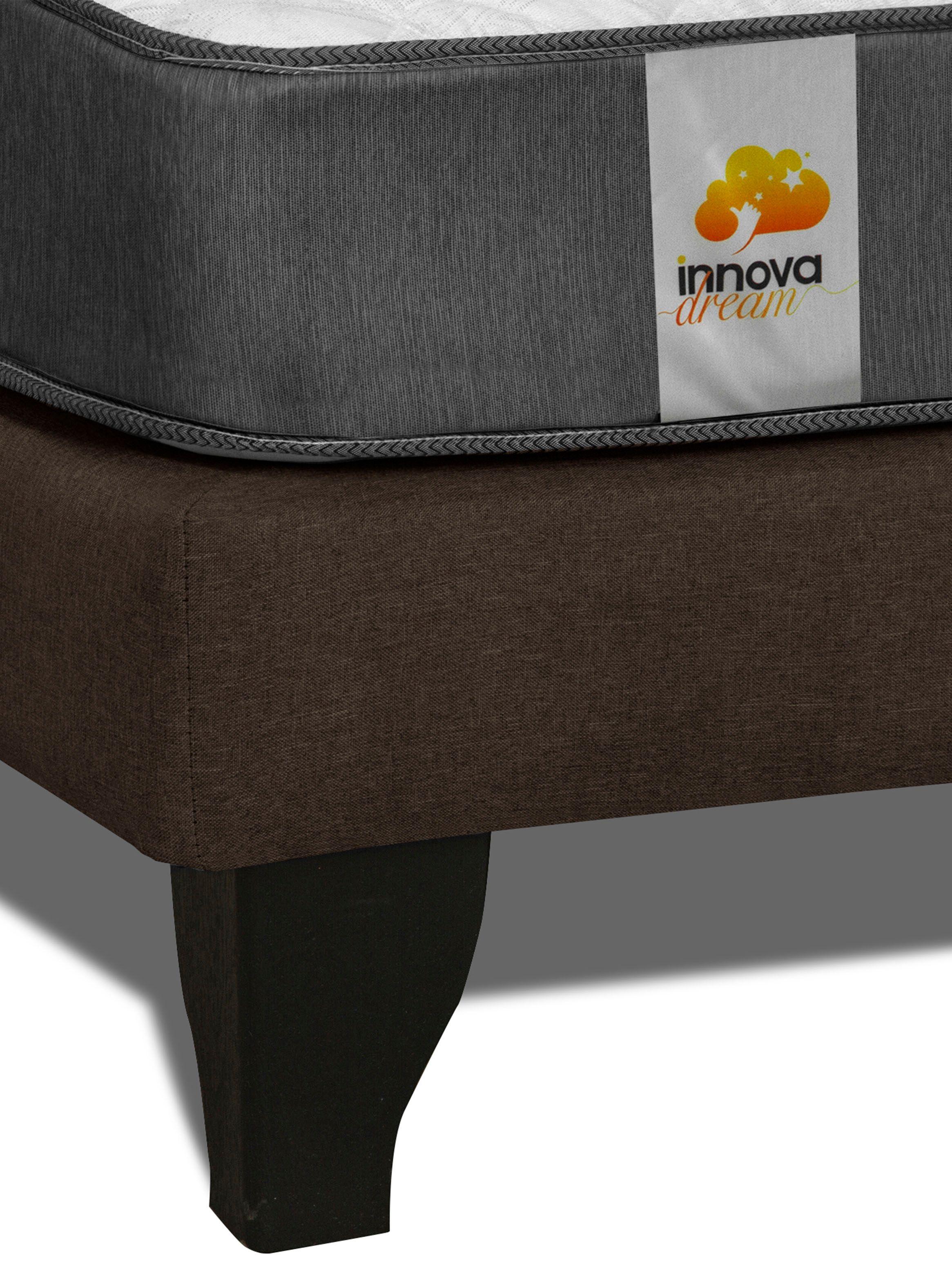 Cama Europea Silver King + Respaldo Chocolate-3