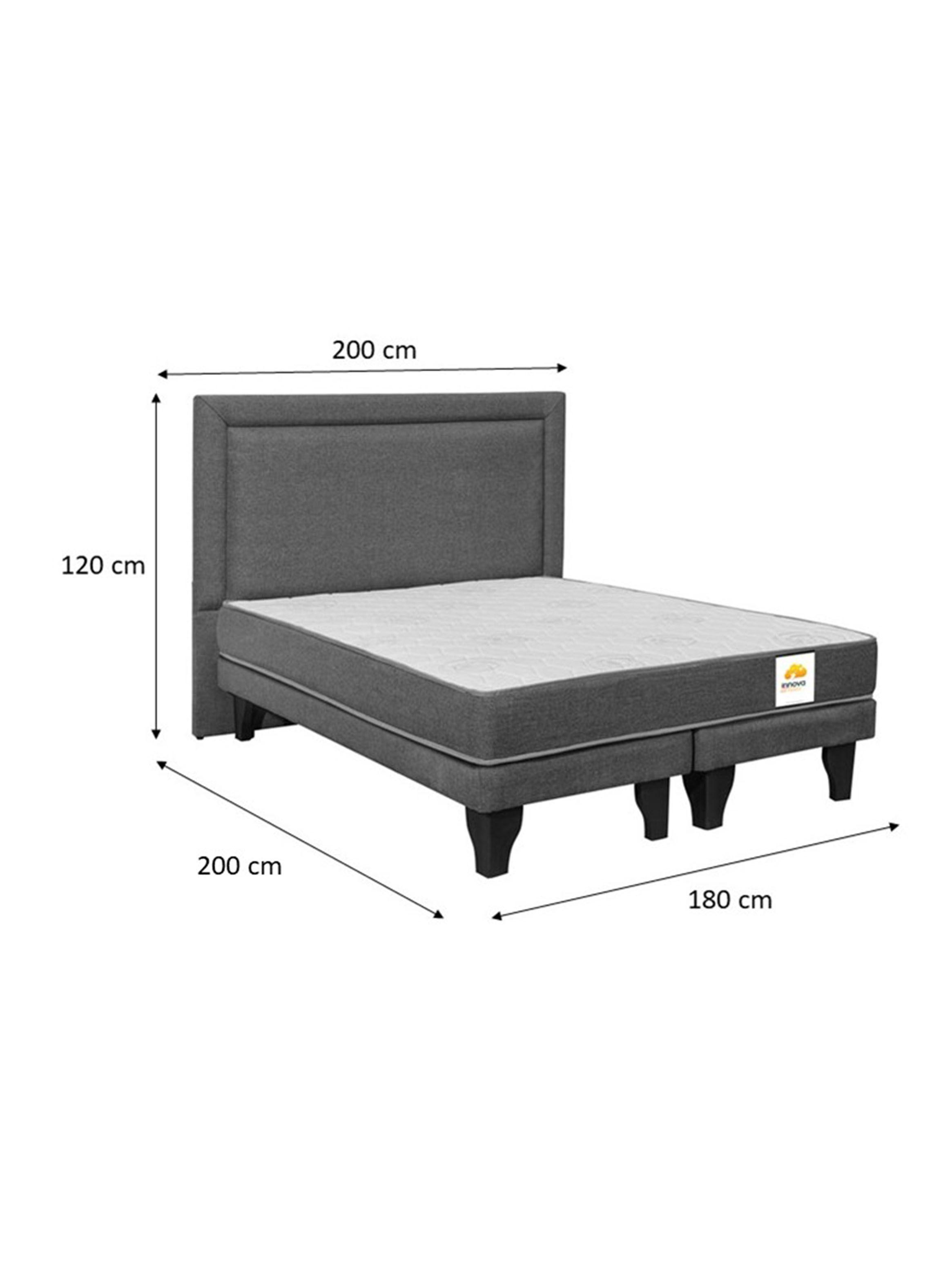 Cama Europea Silver King + Respaldo Negro-1
