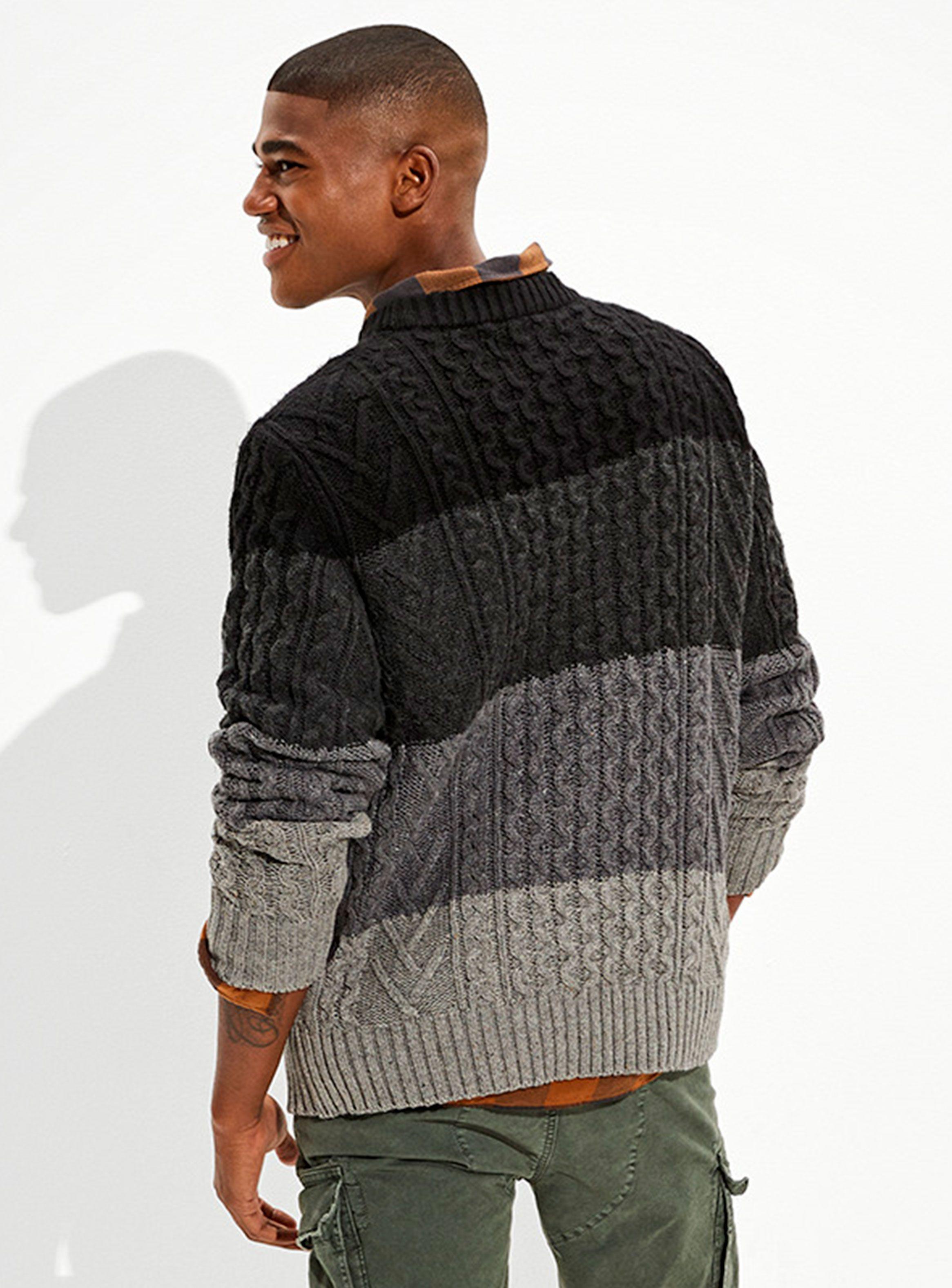 Sweater Super Soft Color-Block Crew Neck-1