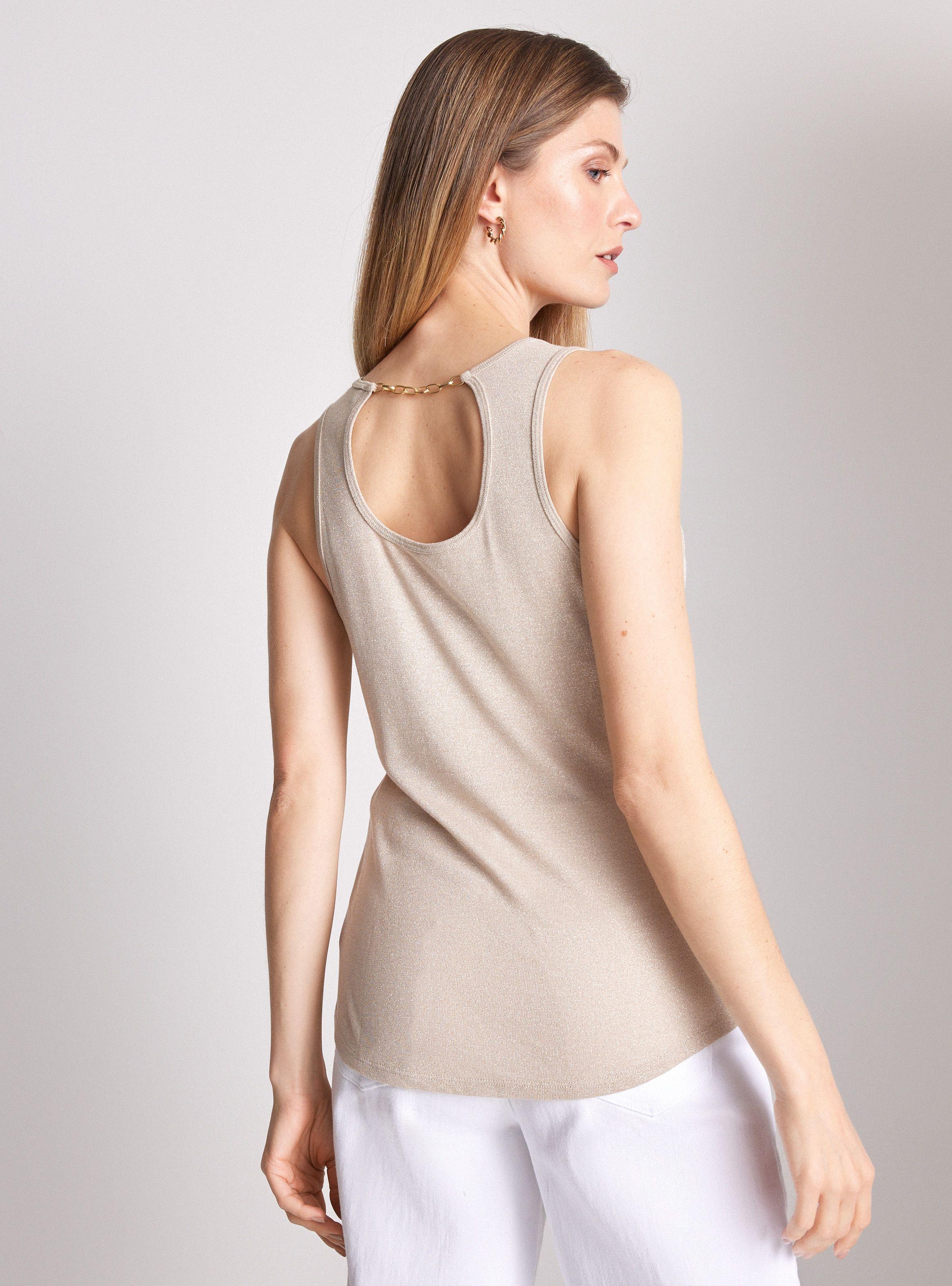 Polera Metalizada Espalda Descubierta y Detalle Cadena-1