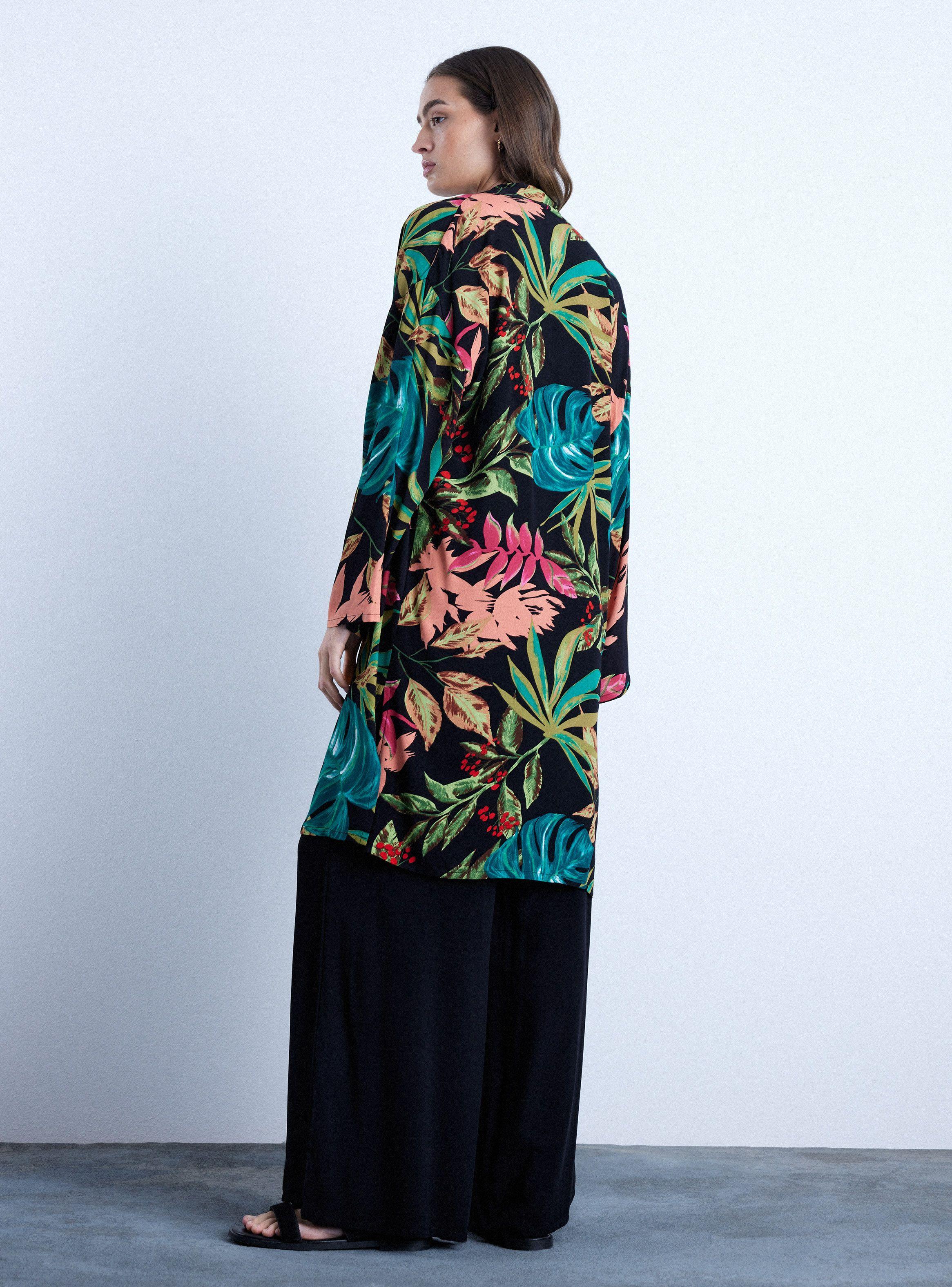 Blusa Kimono Estampado con Aberturas Laterales-5