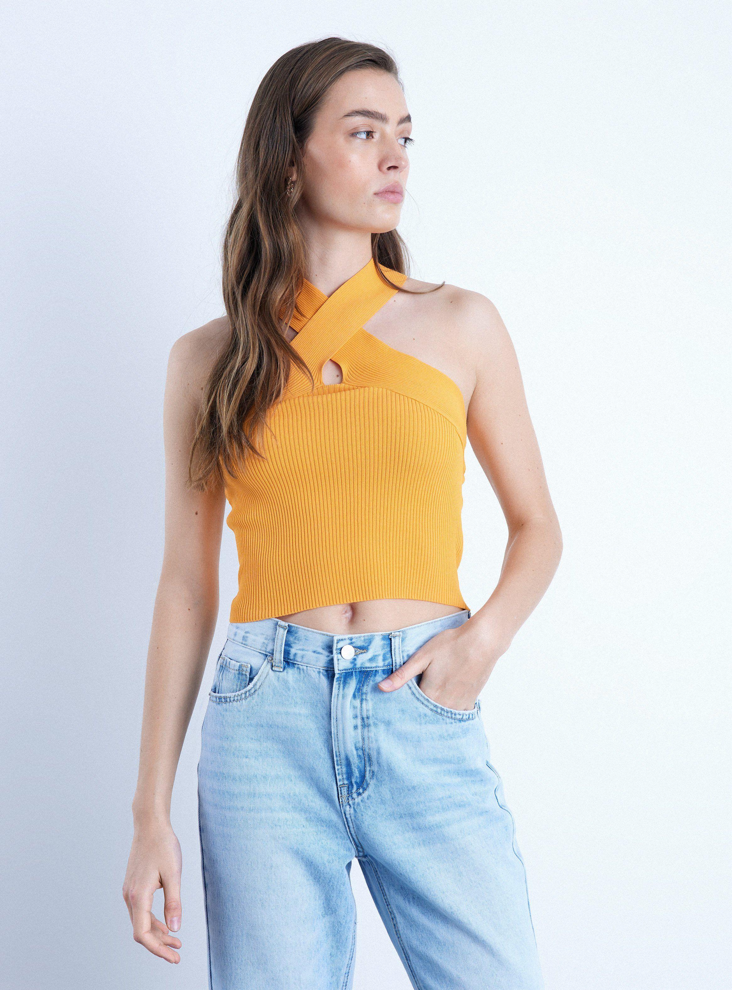 Polera Crop Top Tejido-0