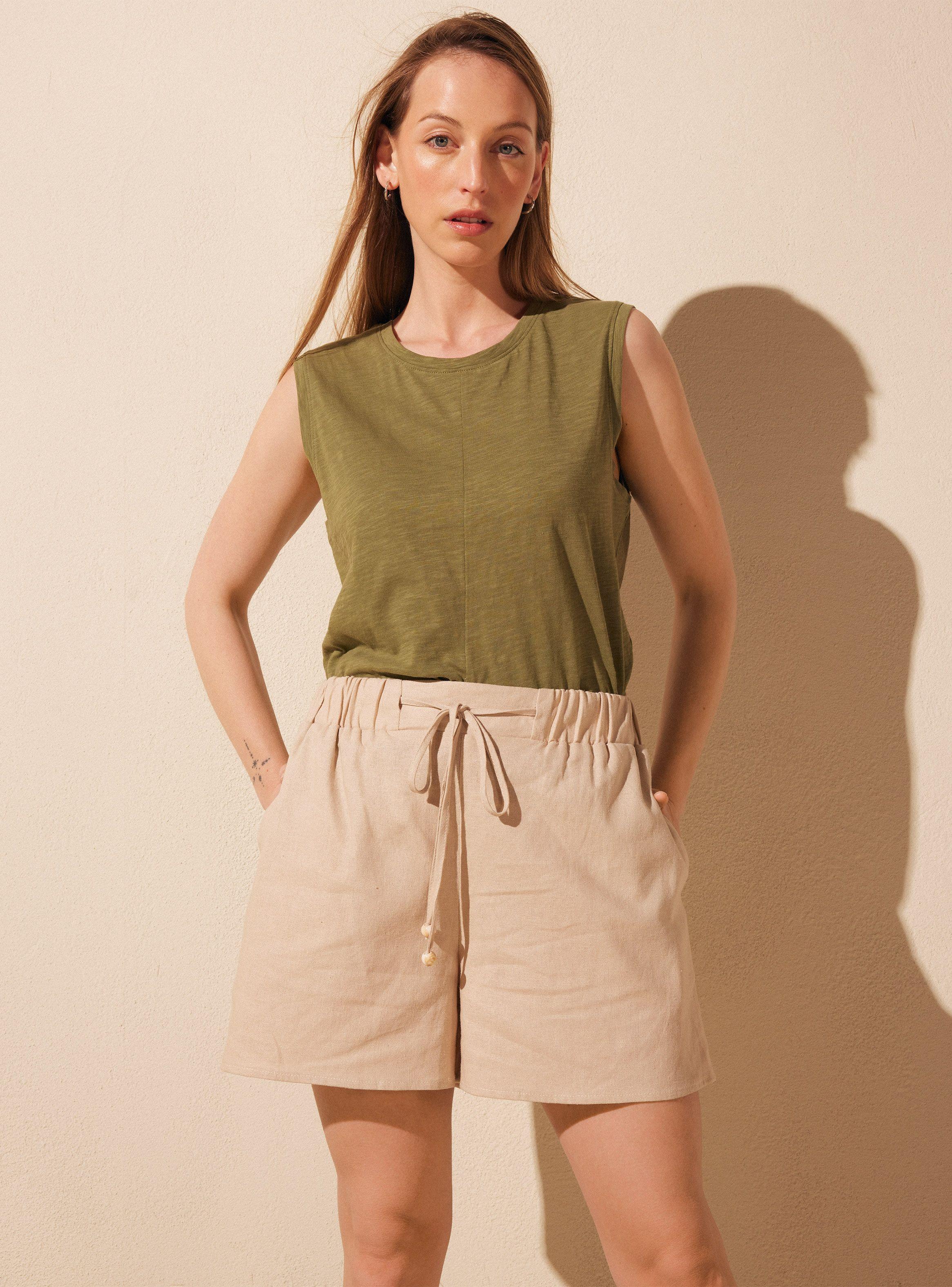 Short Lino Casual con Pretina Elasticada-0