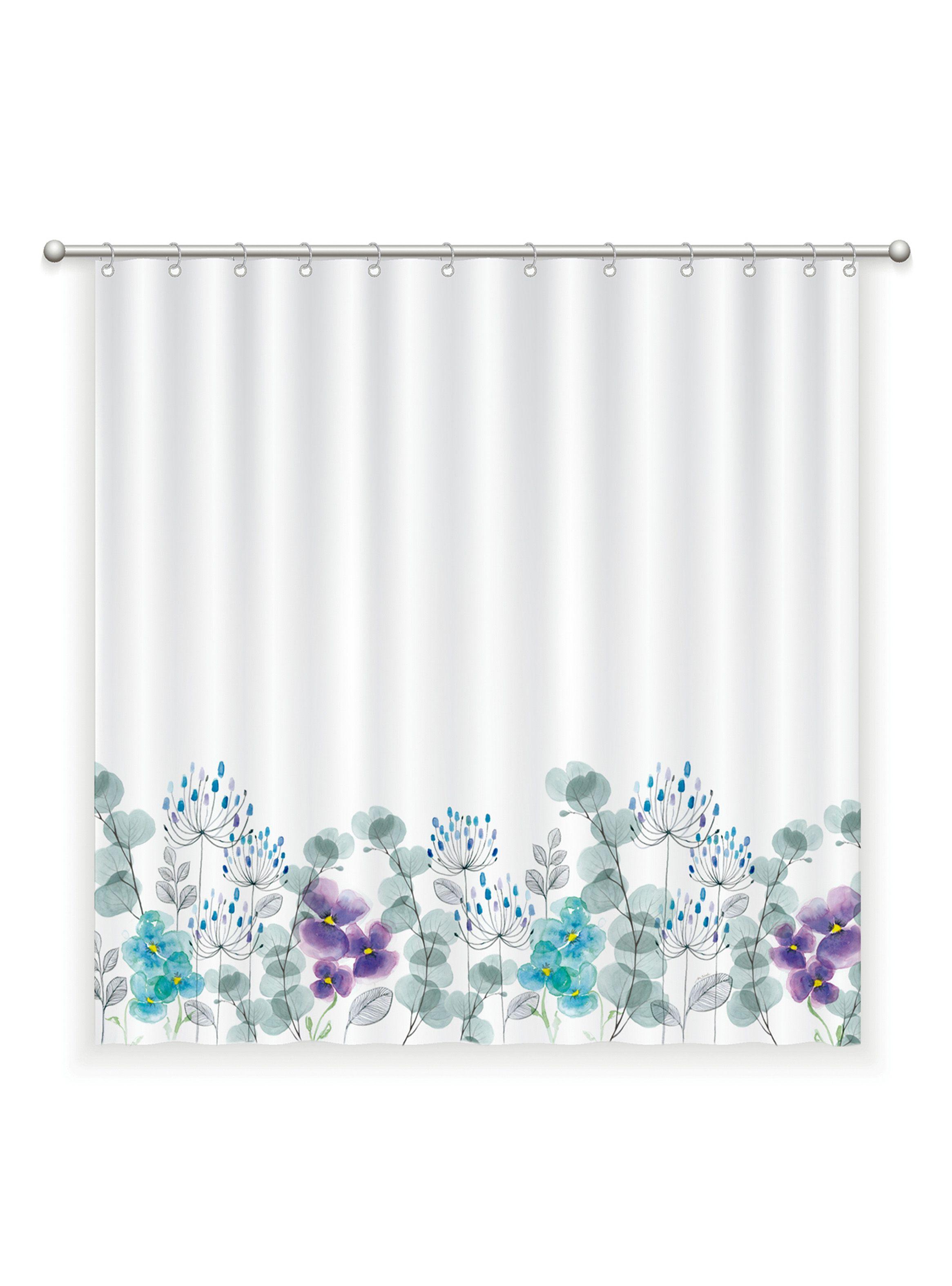 Cortina de Baño 180 x 180 cm Jardin Flores Pensamiento-0