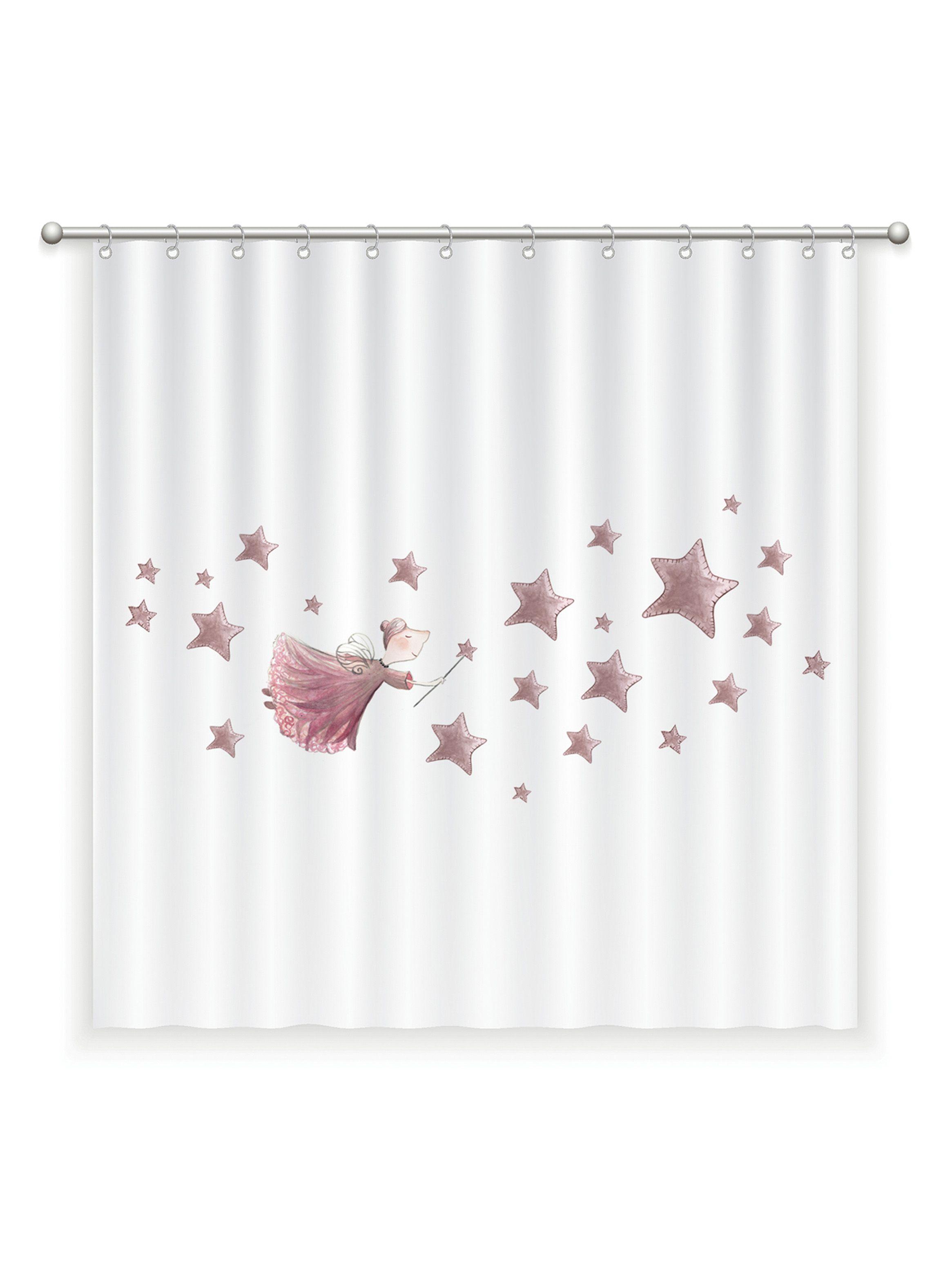 Cortina de Baño 180 x 180 cm Hada Rosa-0