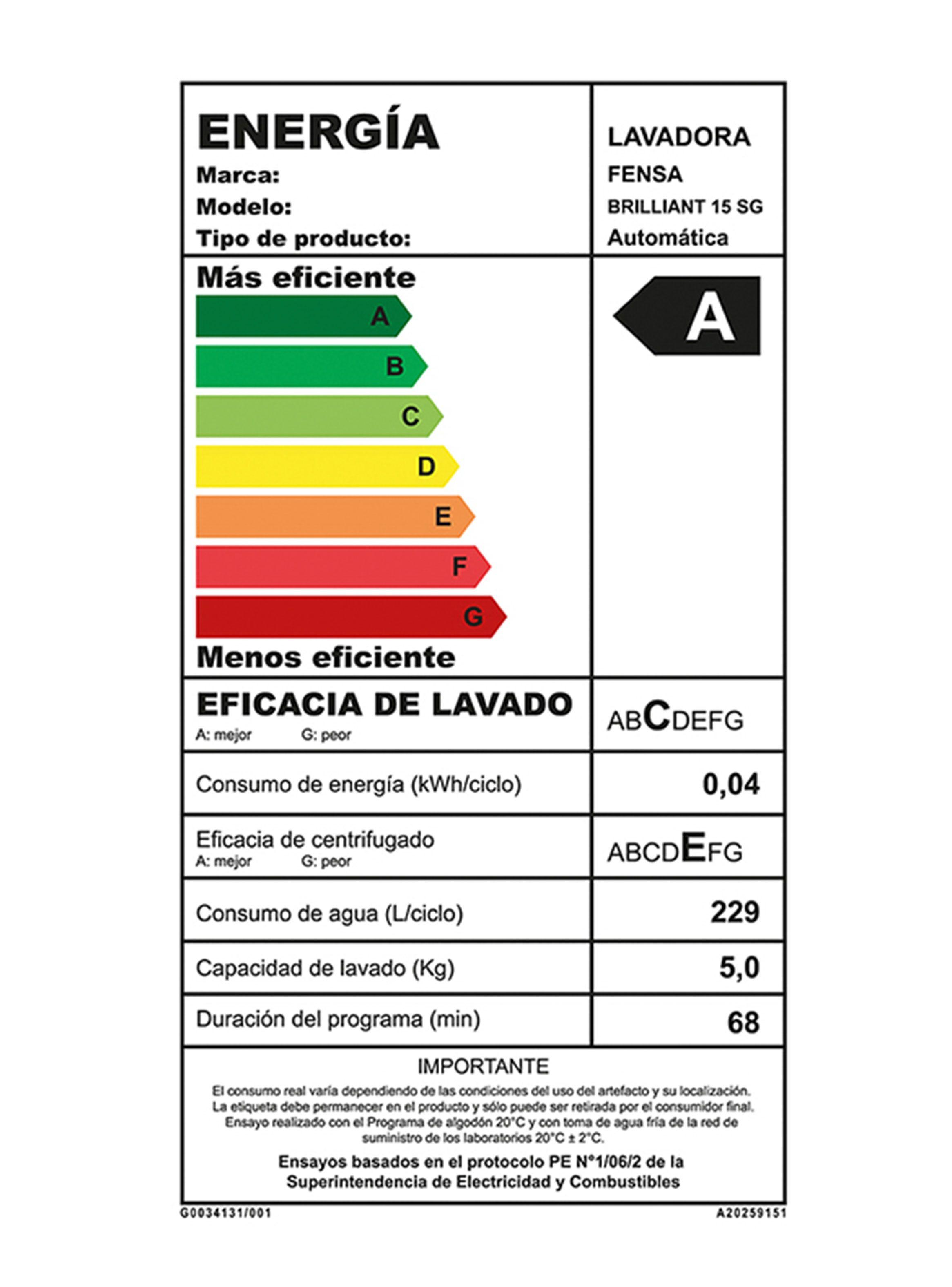 Lavadora de Carga Superior 15 Kg Brilliant SG-6