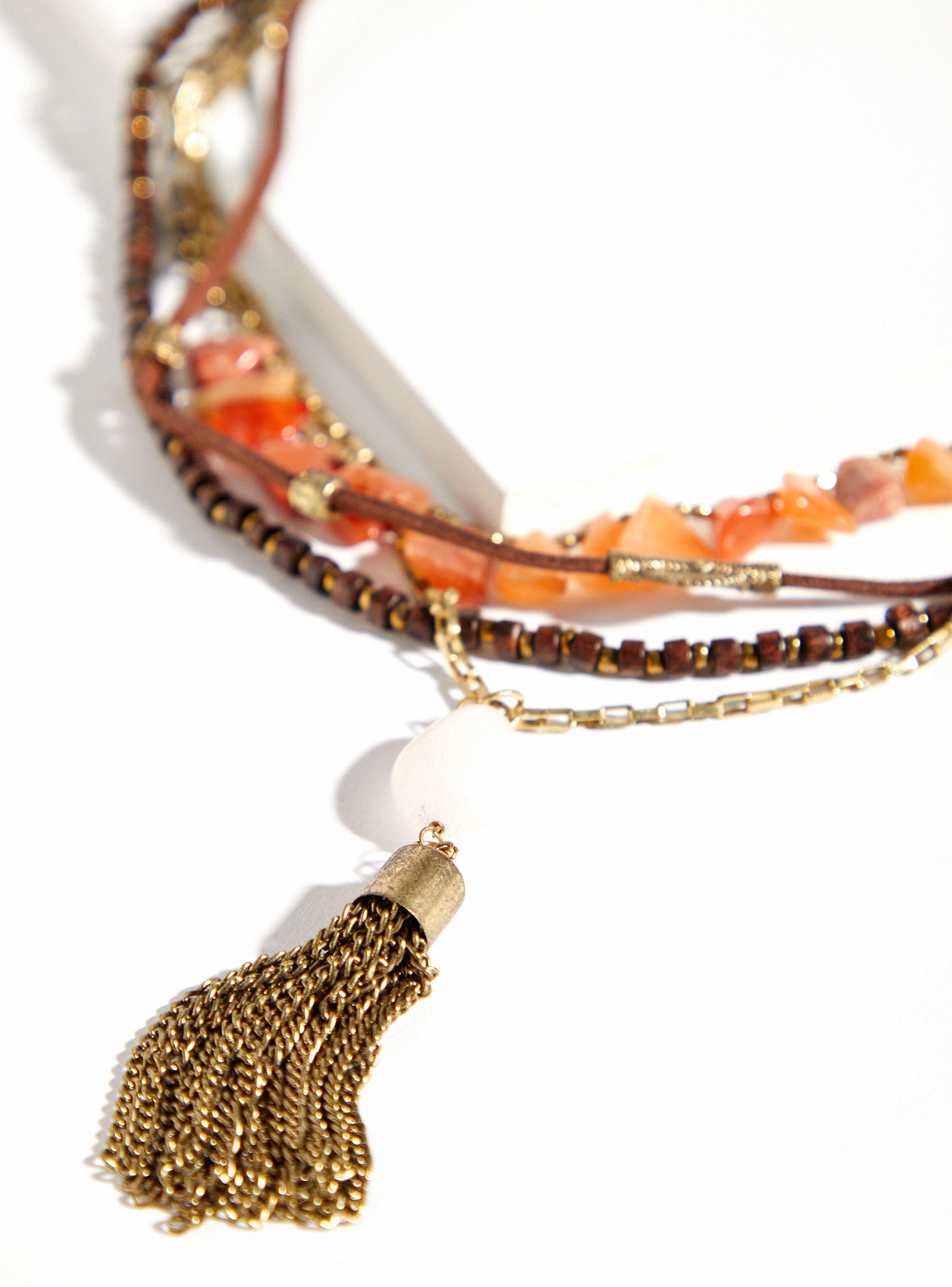 Collar Piedras y Tela-1