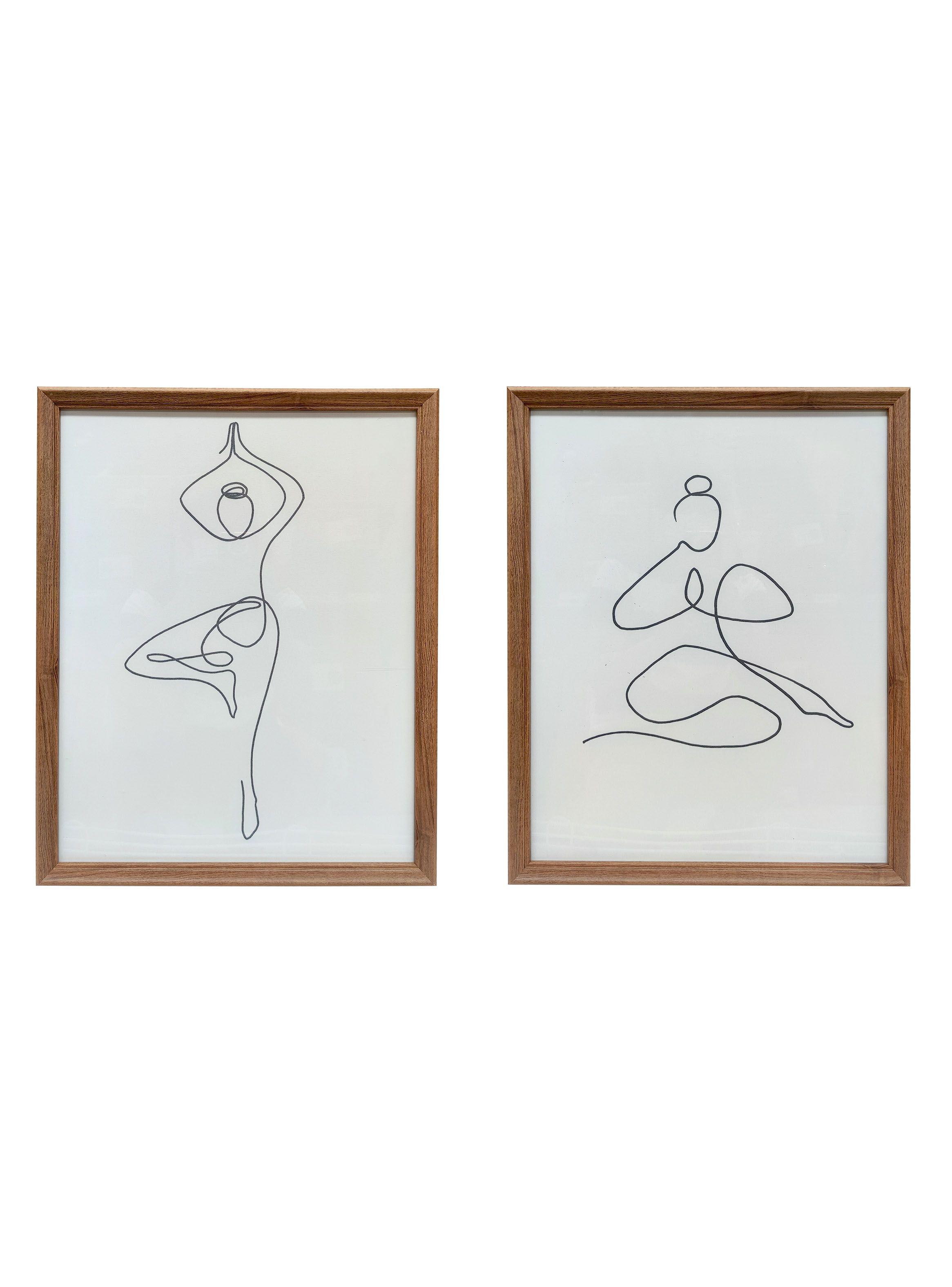 Set 2 Cuadros Figuras Líneas 38 x 48 cm-0