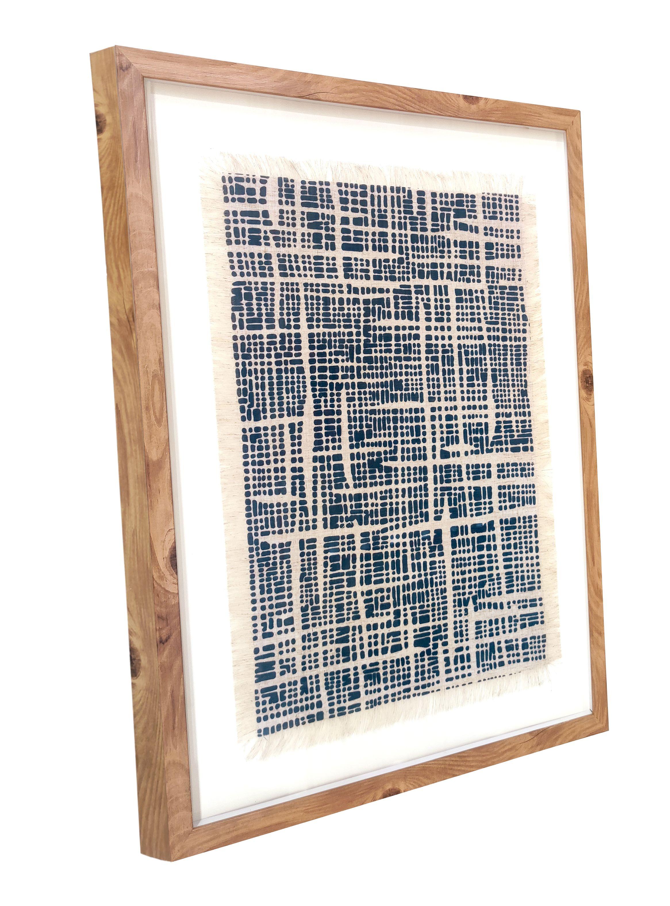 Cuadro con Vidrio 74.5 x 59.5 cm Tela Estampada Azul-1
