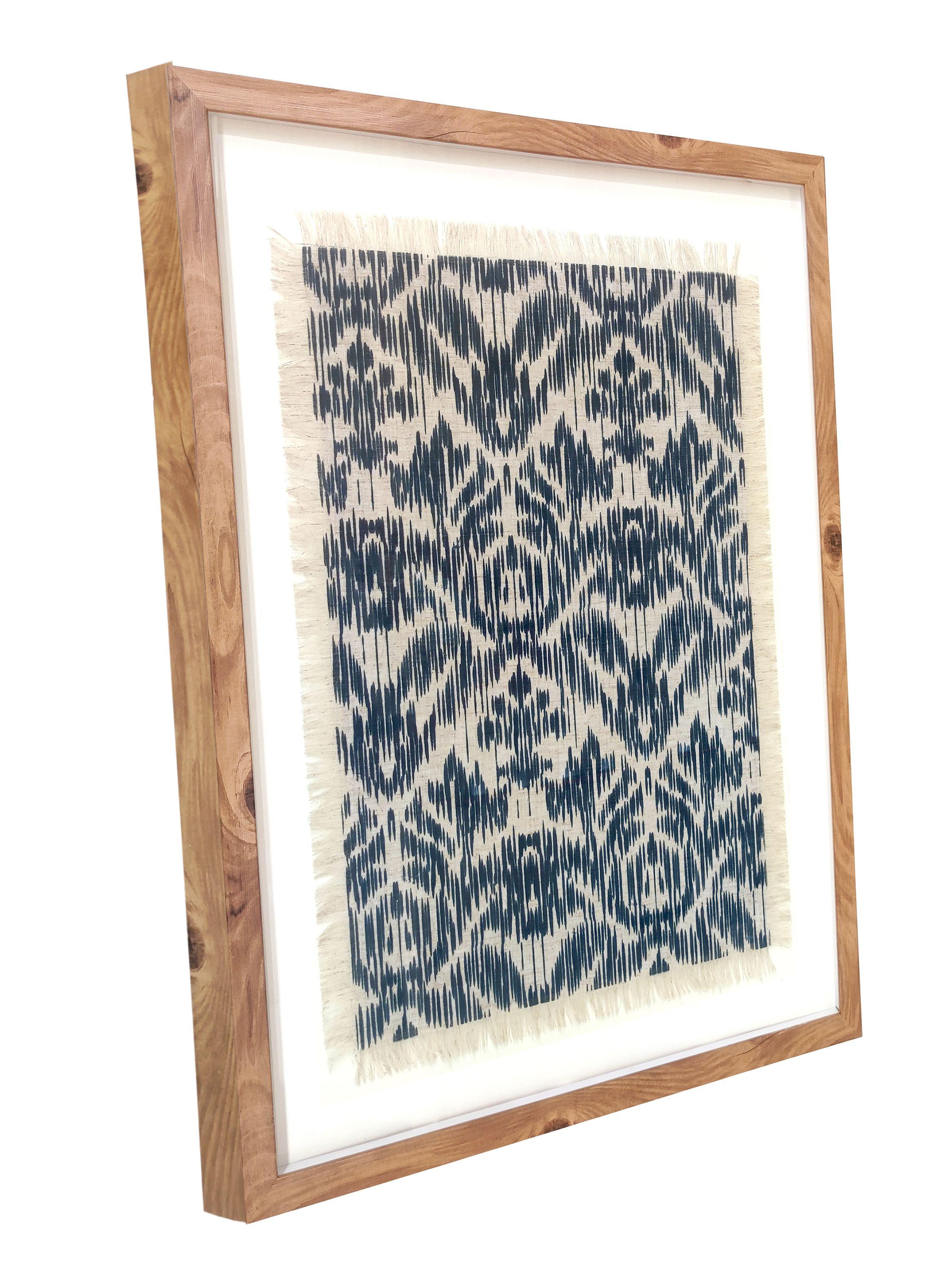 Cuadro con Vidrio 74.5 x 59.5 cm Tela Estampada Azul-2