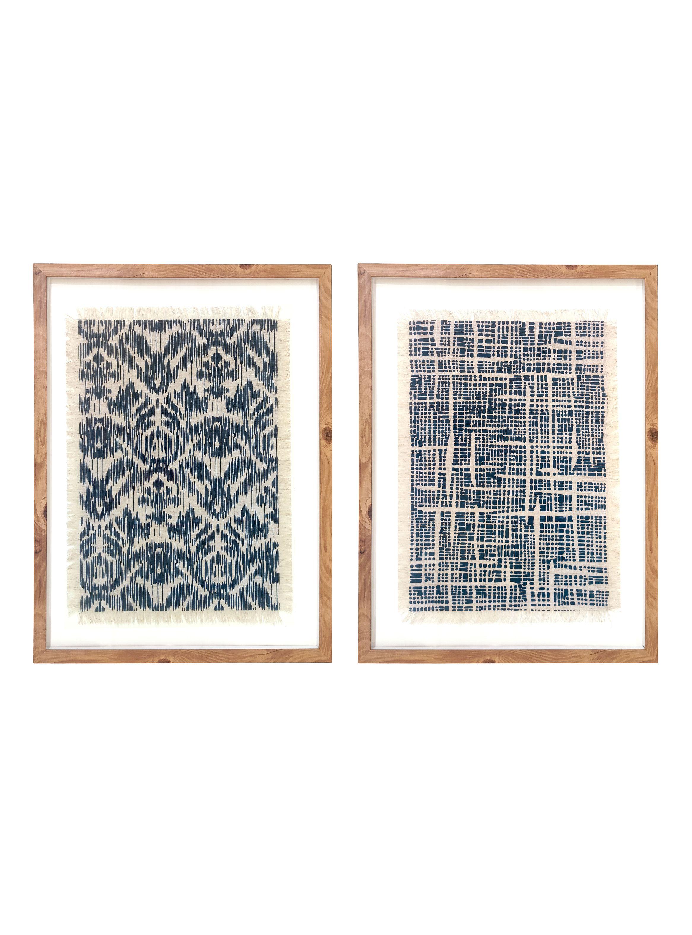 Cuadro con Vidrio 74.5 x 59.5 cm Tela Estampada Azul-0