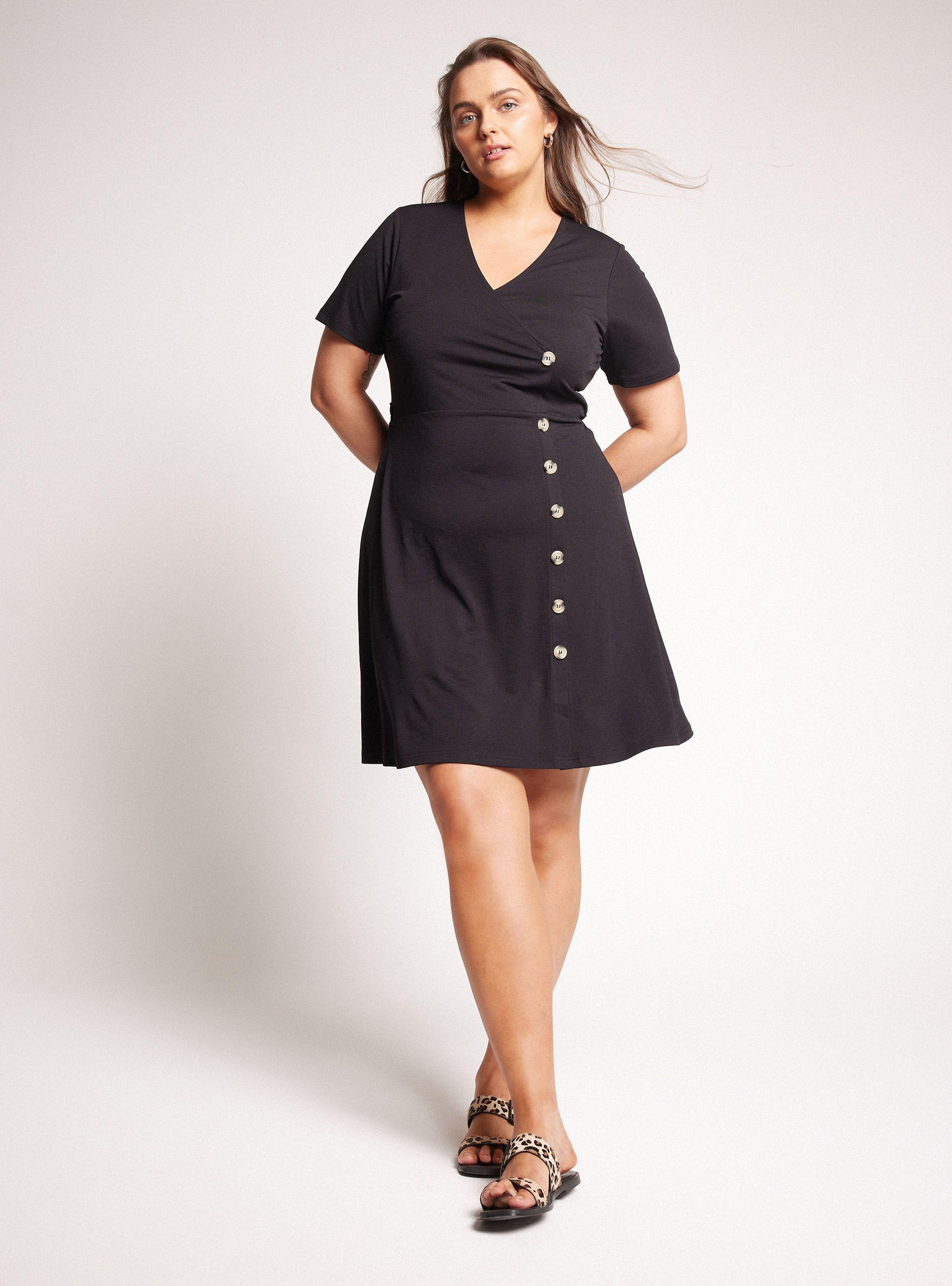 Vestido Corto Escote Cruzado Con Botón-4