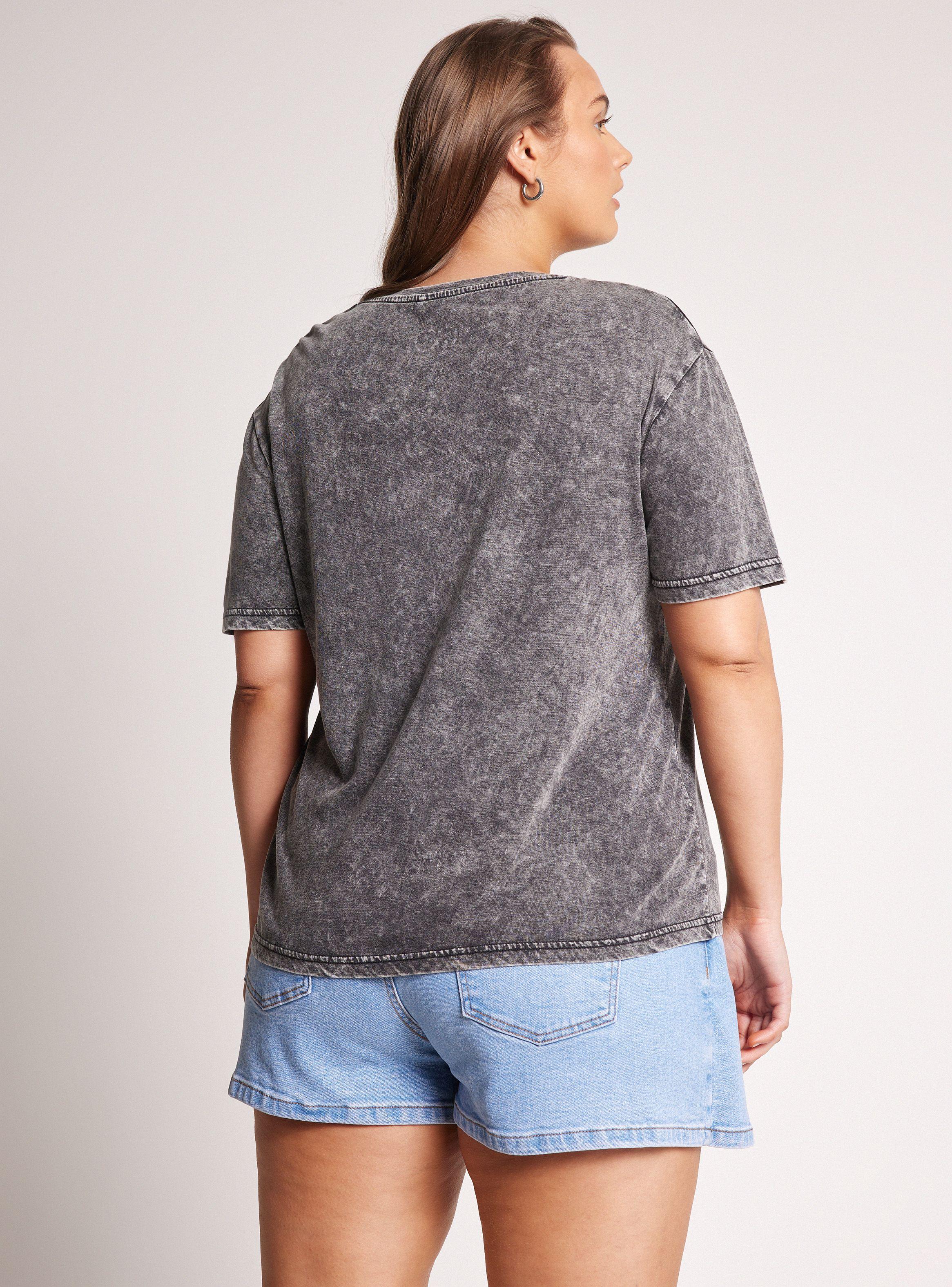 Polera Lavada Estampado Disney Mickey Lentejuelas-1