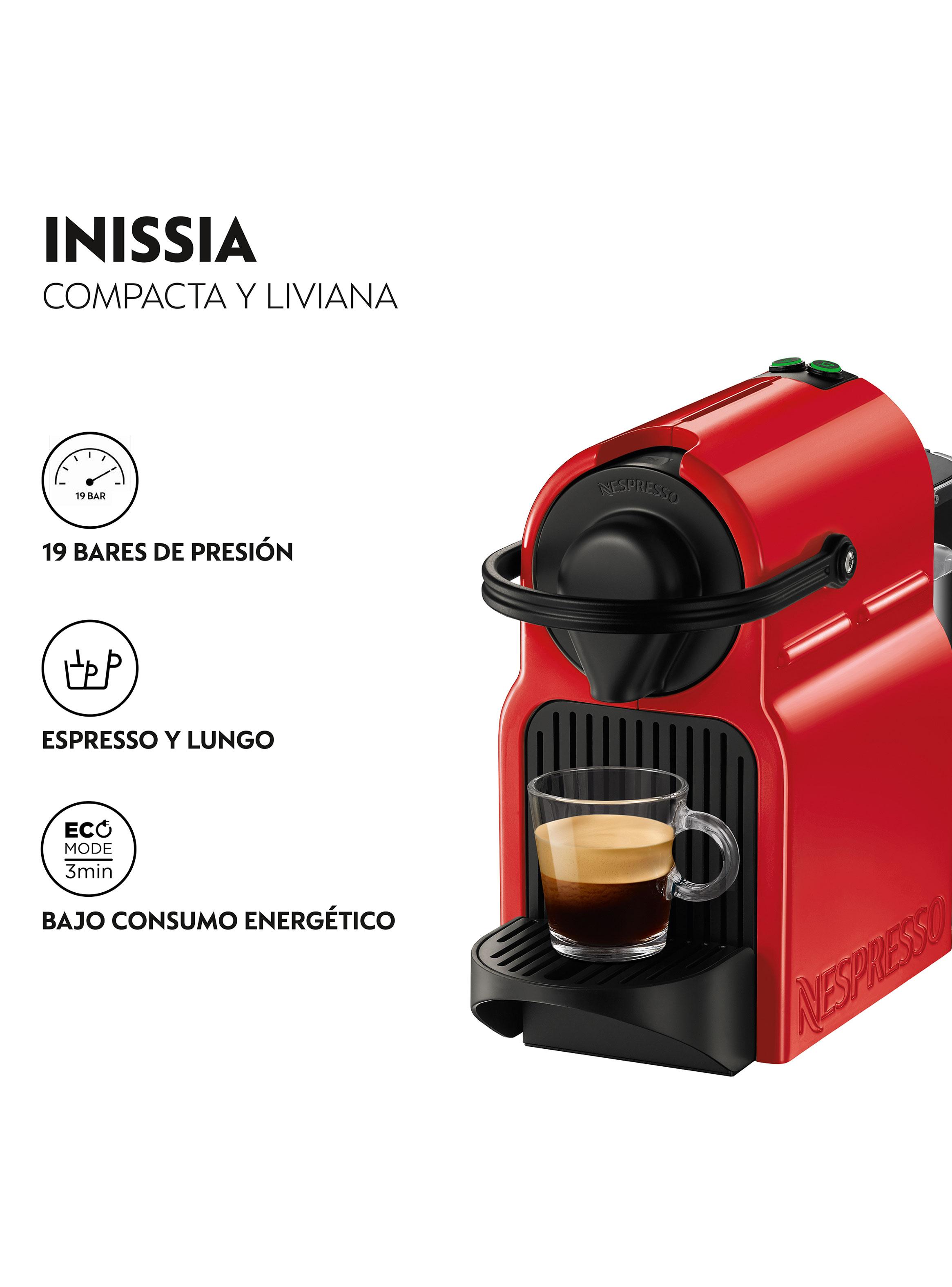 Cafetera de Cápsulas Inissia Roja + Espumador de Leche Aeroccino 3-5