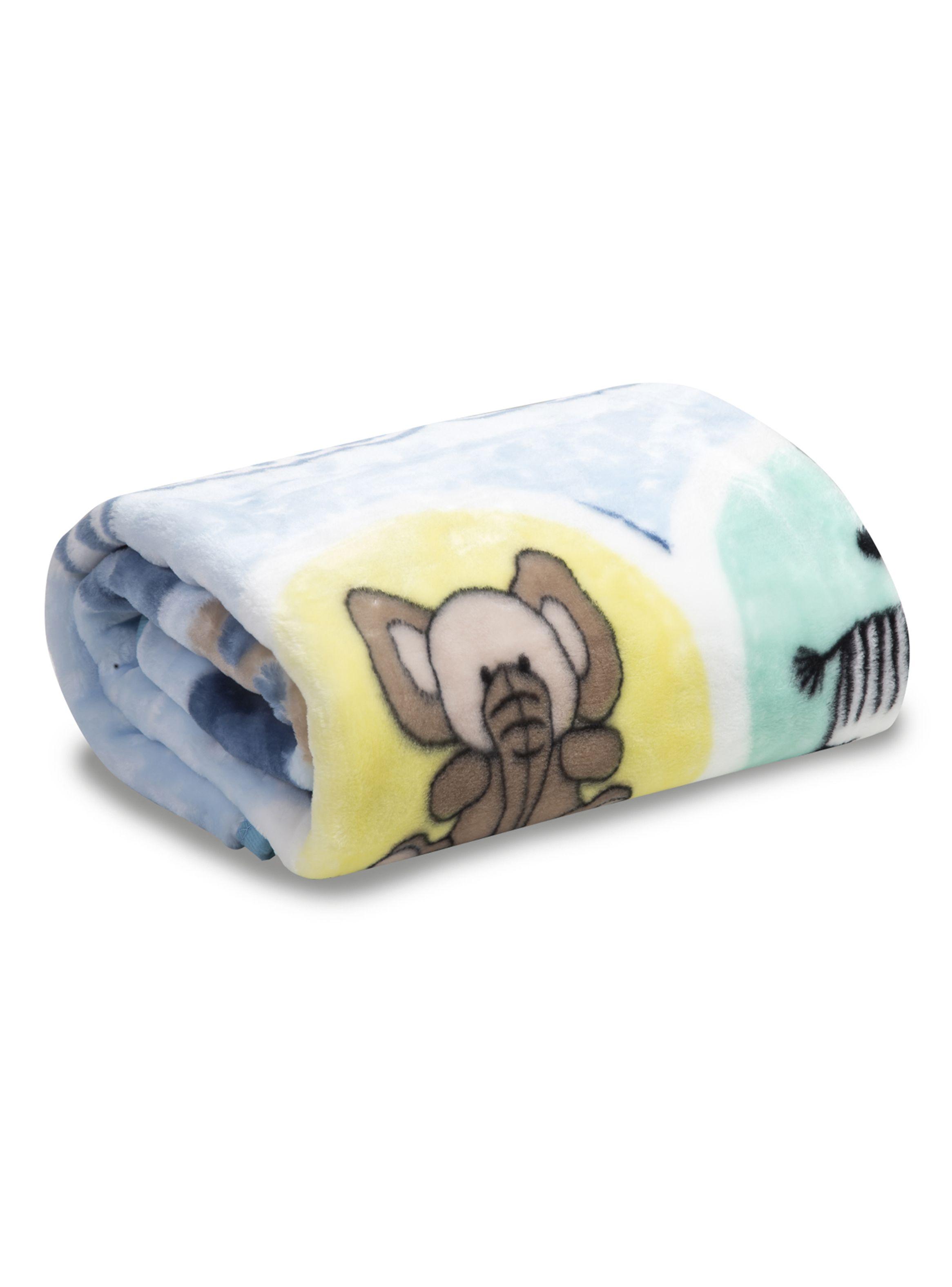 Frazada Reversible Bebe Animalitos Celeste-2