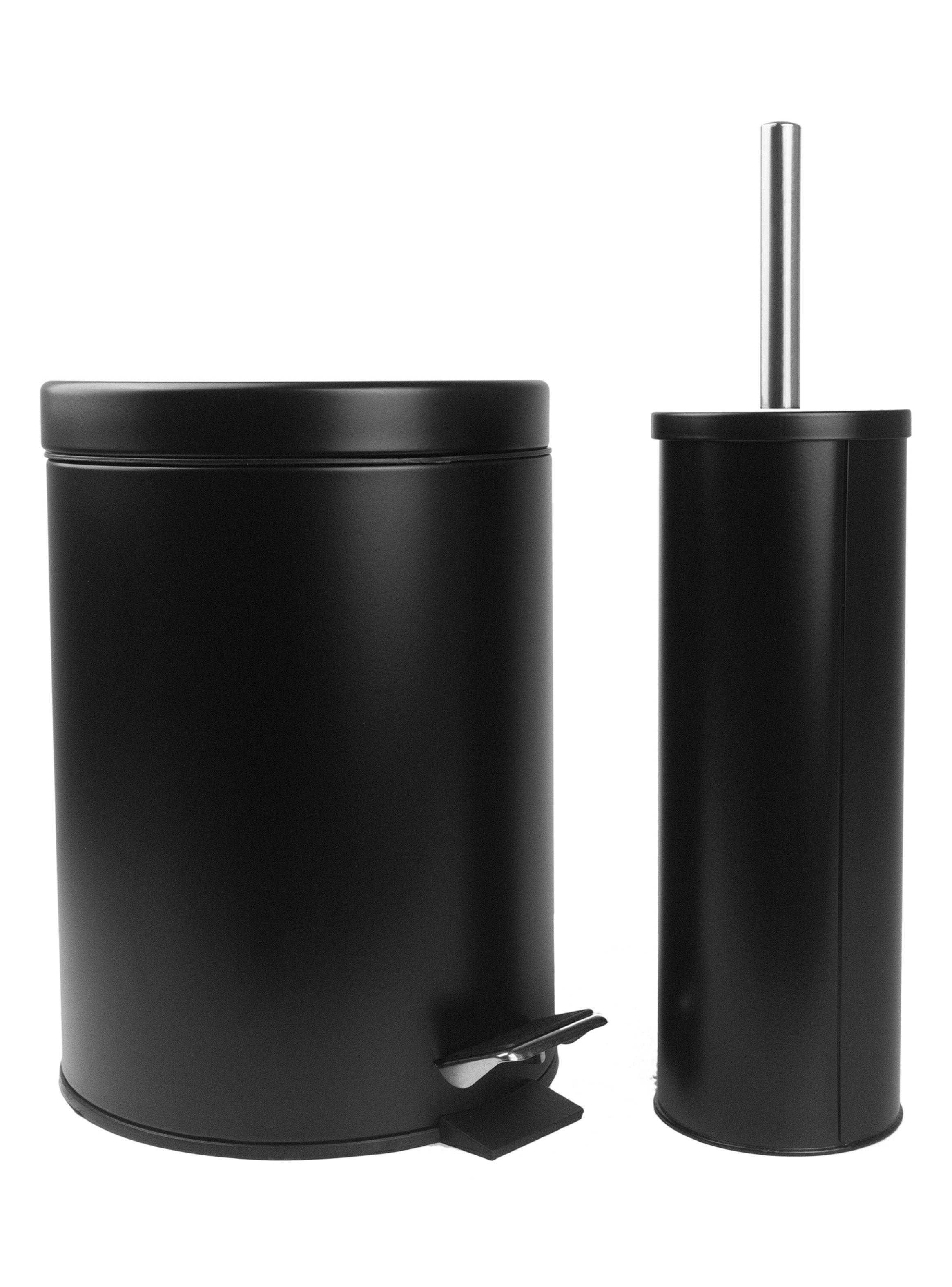 Set Papelero Inox + Limpia WC Negro Deco Express-0