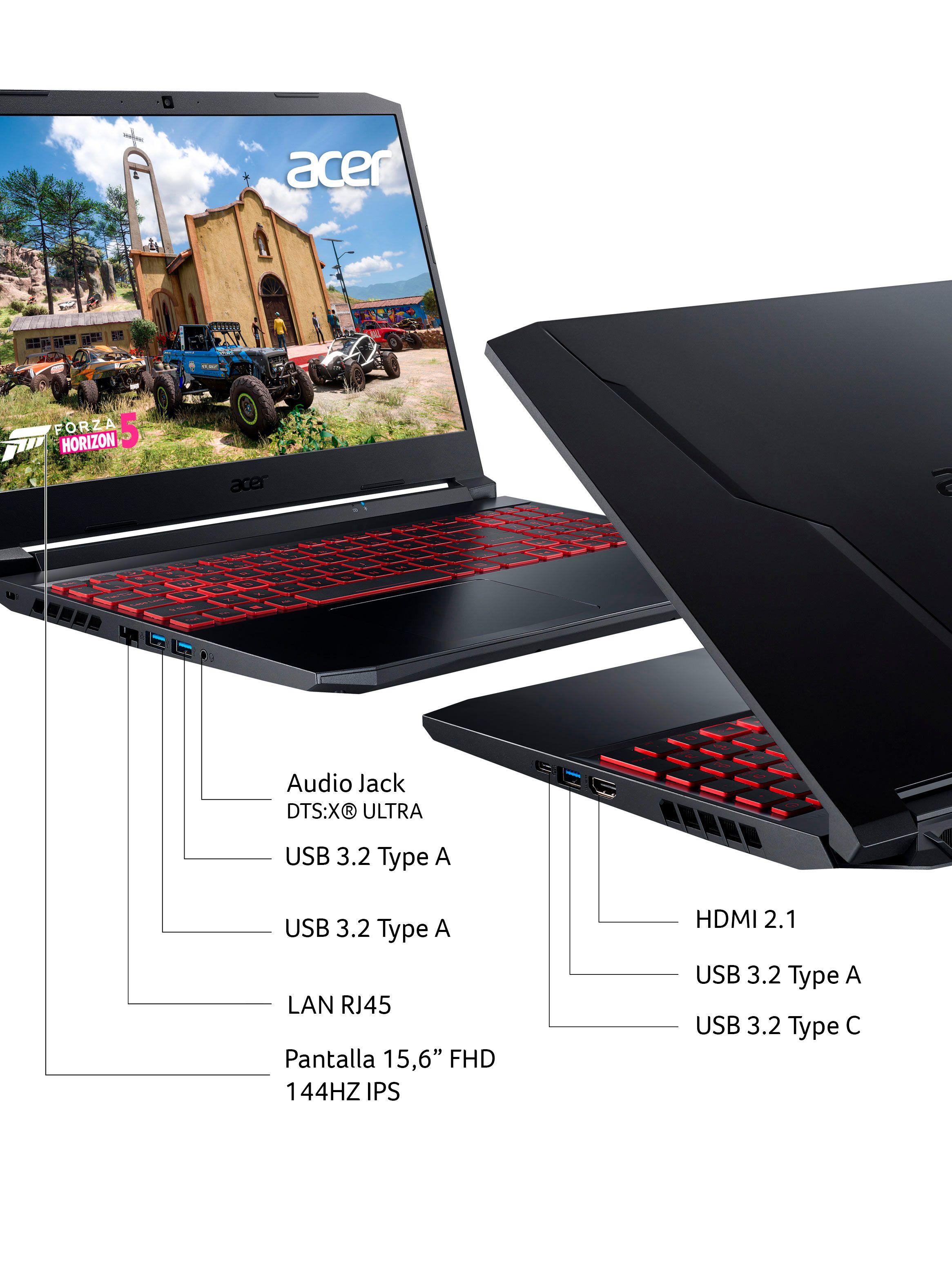 Notebook Gamer Nitro 5 AN515-45-R1YG-2 AMD Ryzen 5 5600H Nvidia GeForce RTX 3050 4GB GDDR6 12GB RAM 1TB HDD + 128GB SSD 15.6"-4