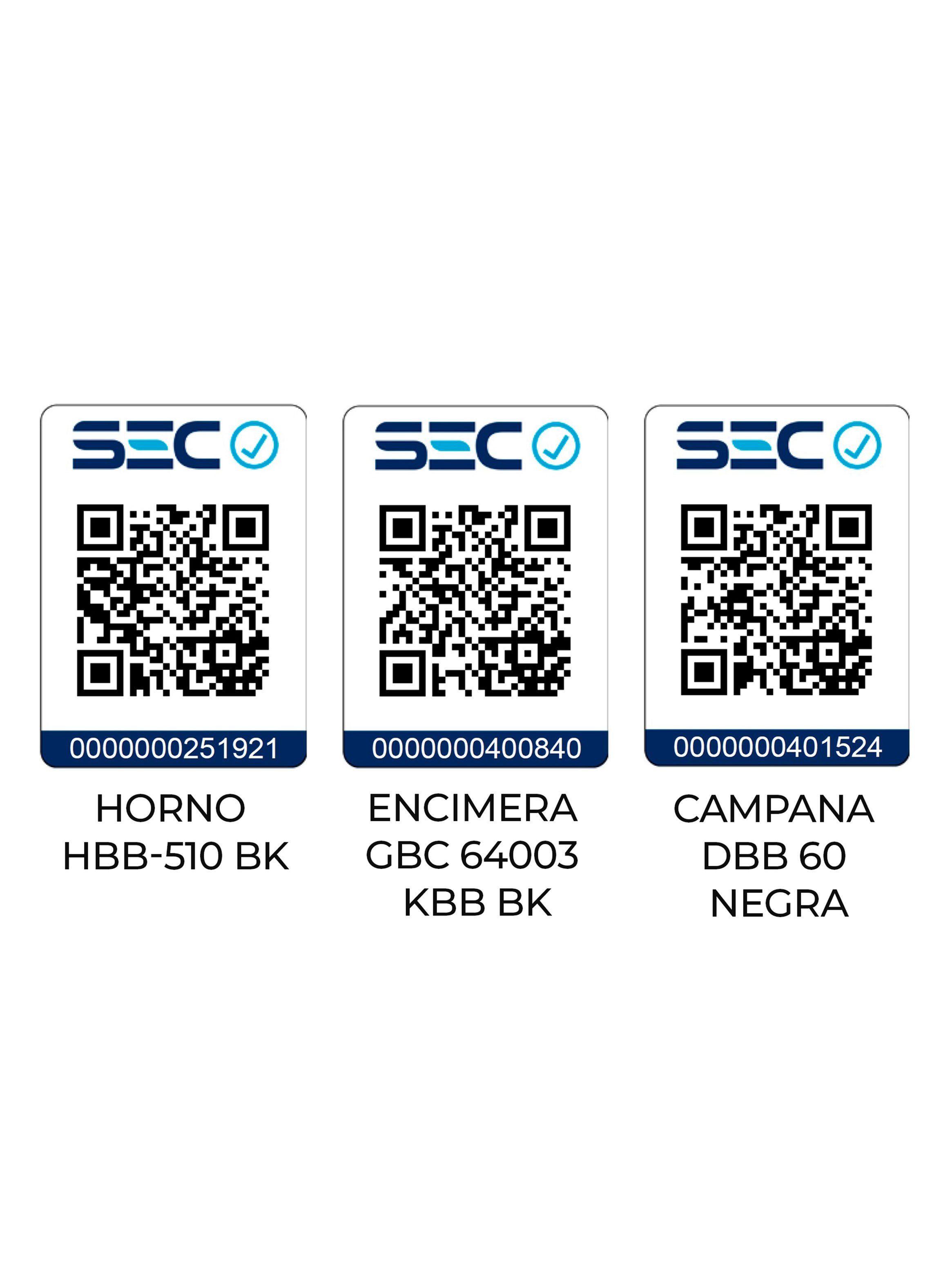 Kit Empotrable Horno Eléctrico HBB510 BK Negro + Encimera Cristal Gas GBC 64003 KBB BK + Campana DBB60 Negro-6