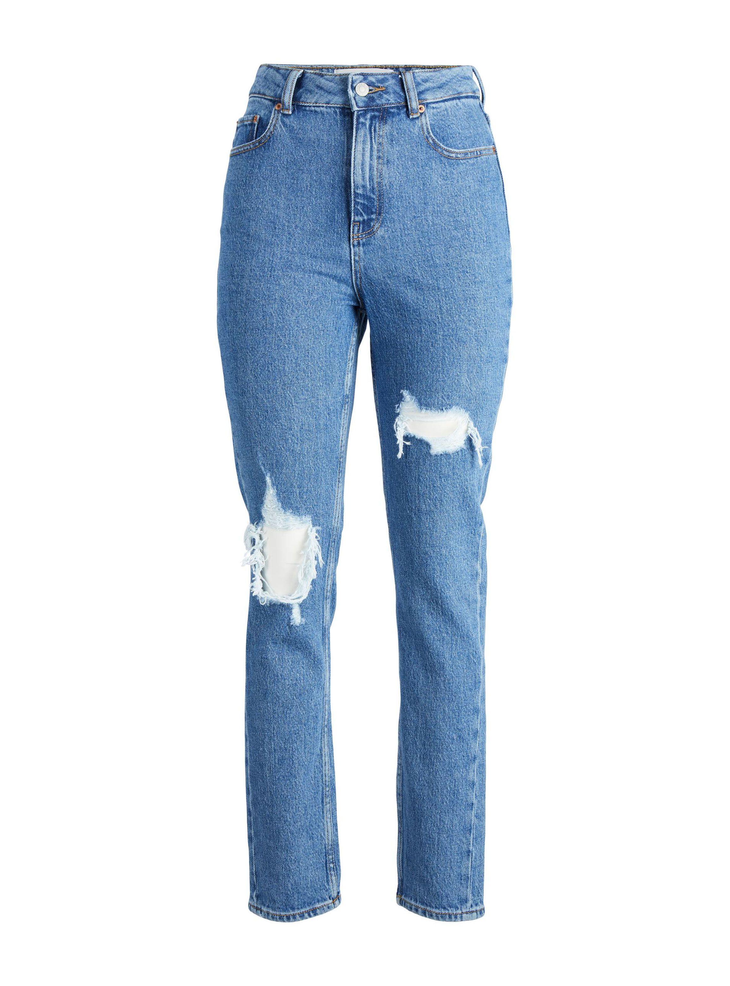 Jeans Tiro Medio con Roturas en Rodillas-3