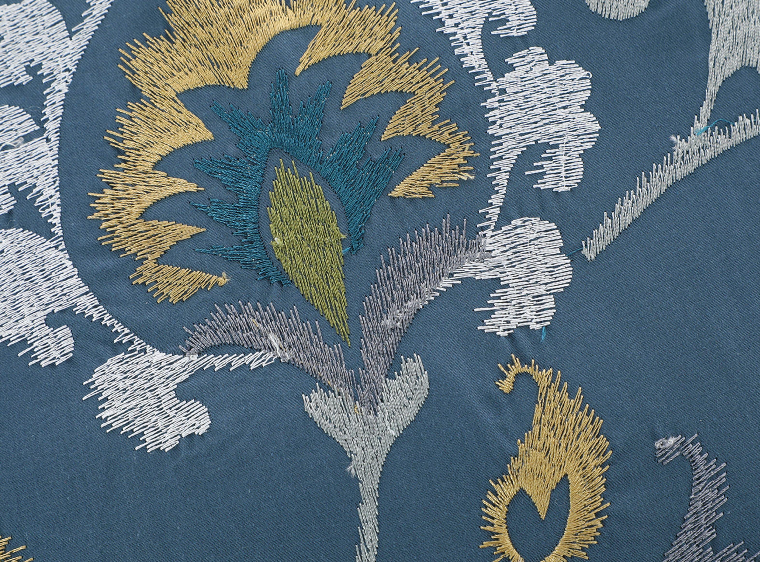 Cojín Flores Bordadas 45 x 45 cm Azul Sueño Blanco-2