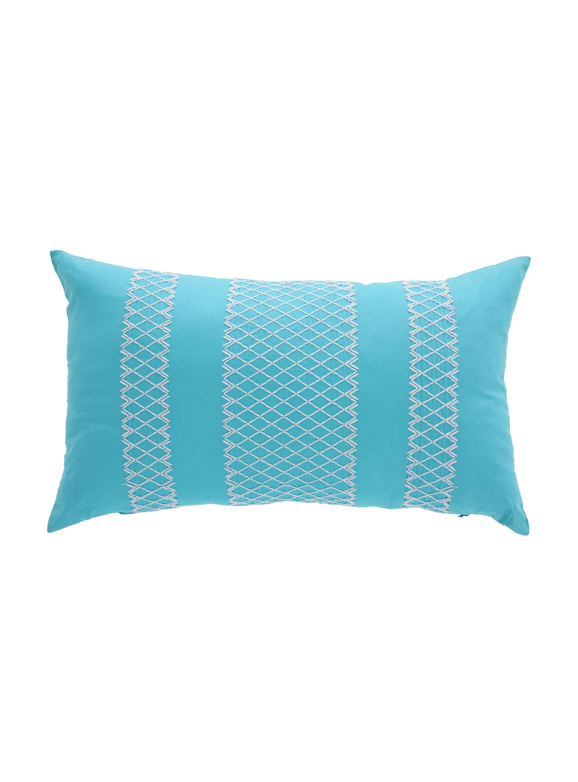 Cojín Crochet 30 x 50 cm Turquesa Sueño Blanco-0