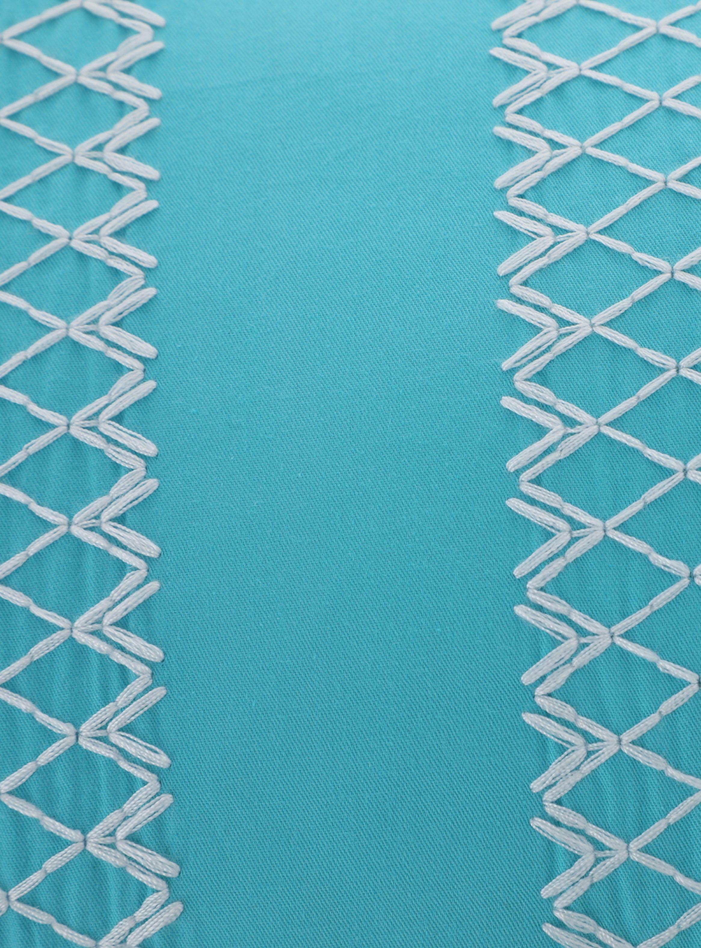 Cojín Crochet 30 x 50 cm Turquesa Sueño Blanco-2