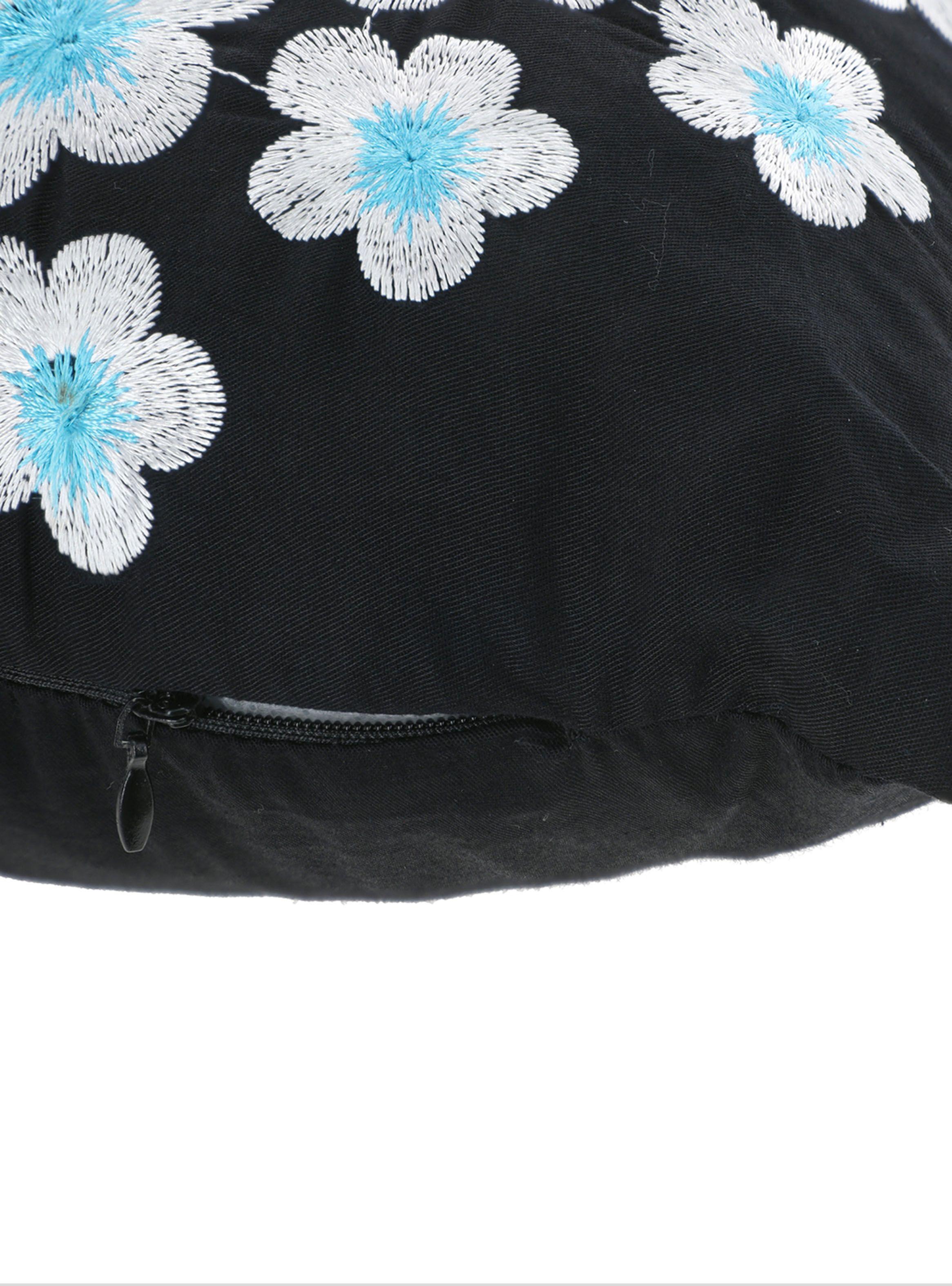 Cojín Sueño Blanco Japón Flores 30 x 50 cm Negro-1